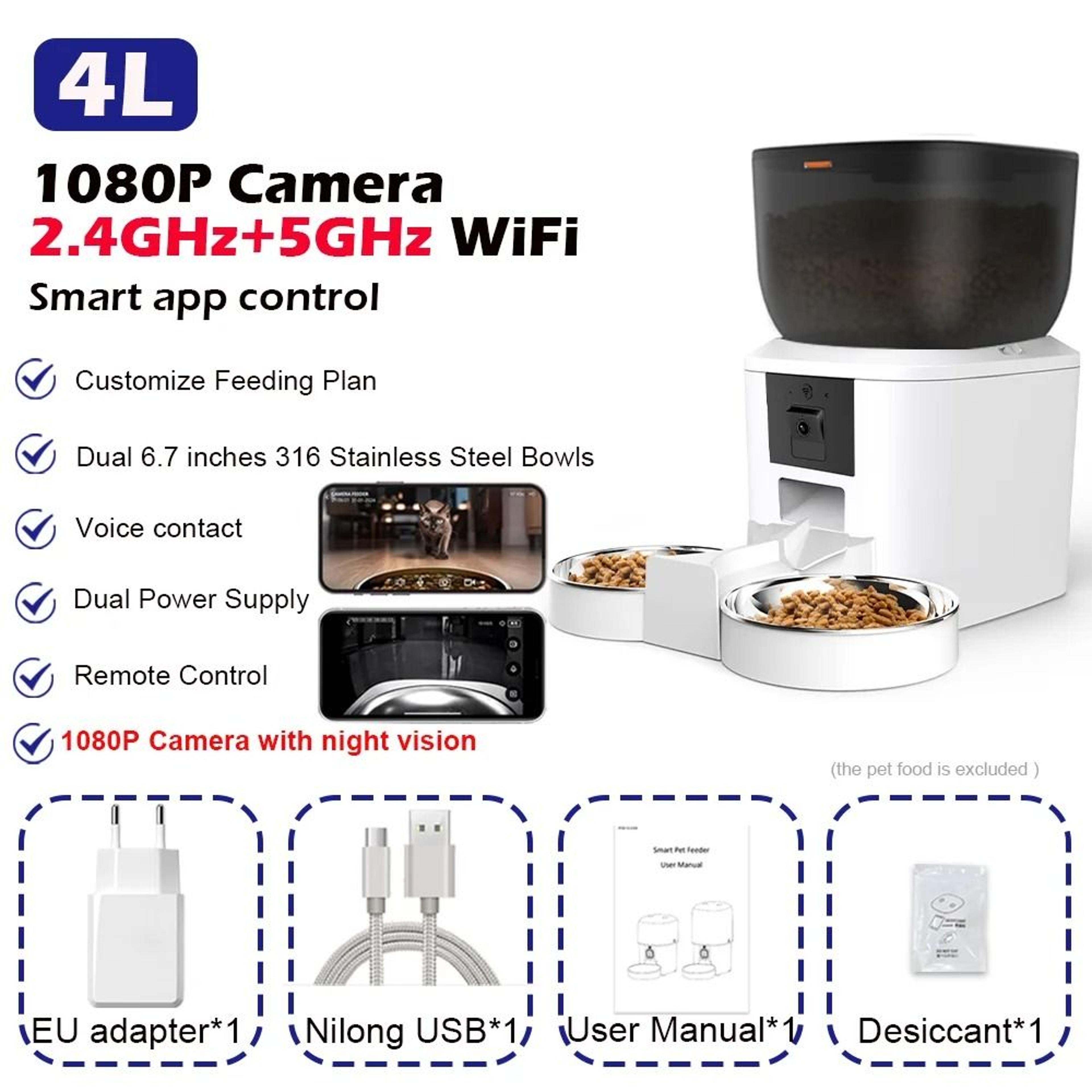 Furpipi 8L Smart Automatic Cat Feeder With HD Camera WiFi App Control Pet Food Dispenser 6