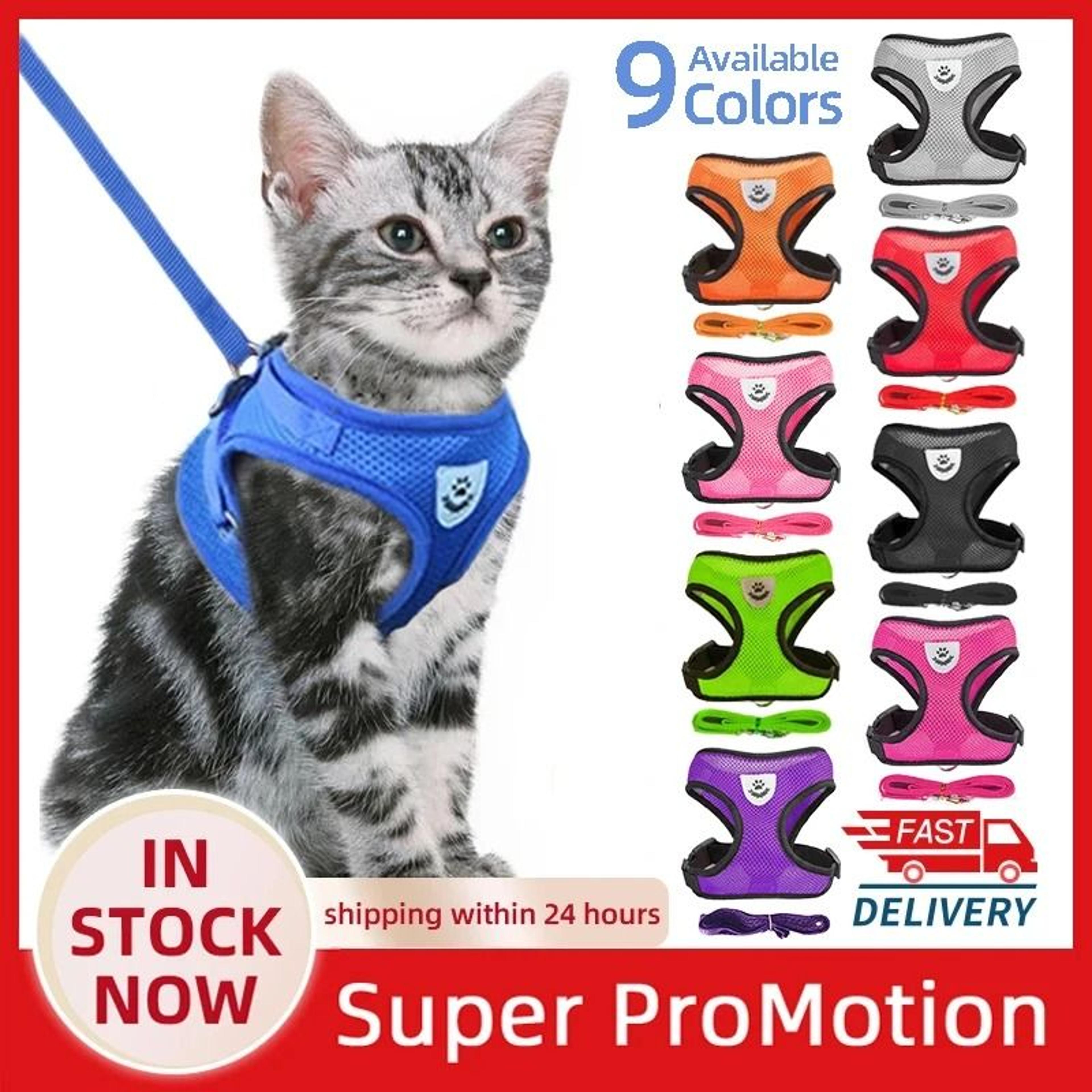 adjustable mesh pet harness vest and leash set for cats and small dogs