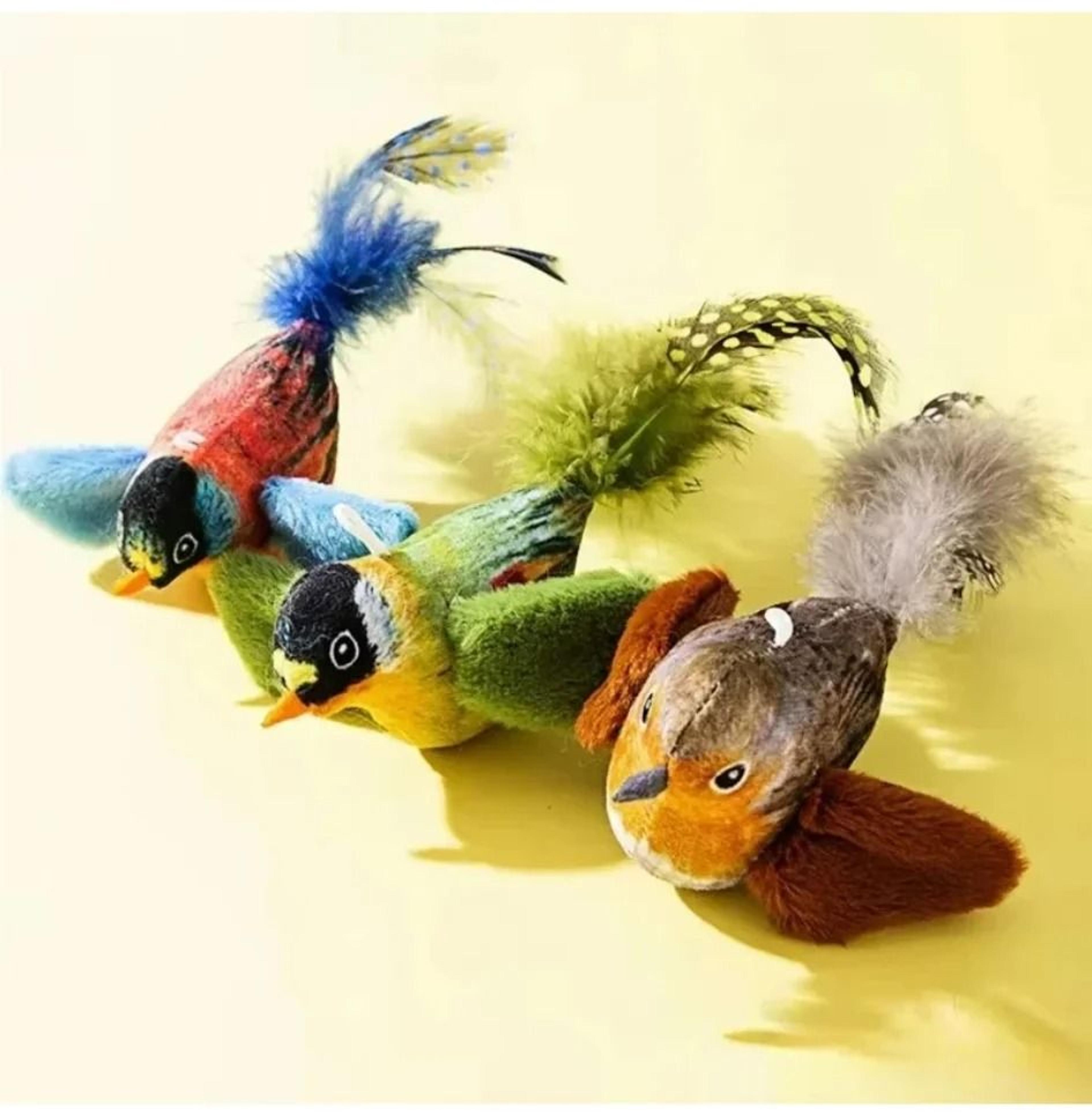 Interactive Realistic Bird Sound Catnip Plush Cat Toy 0