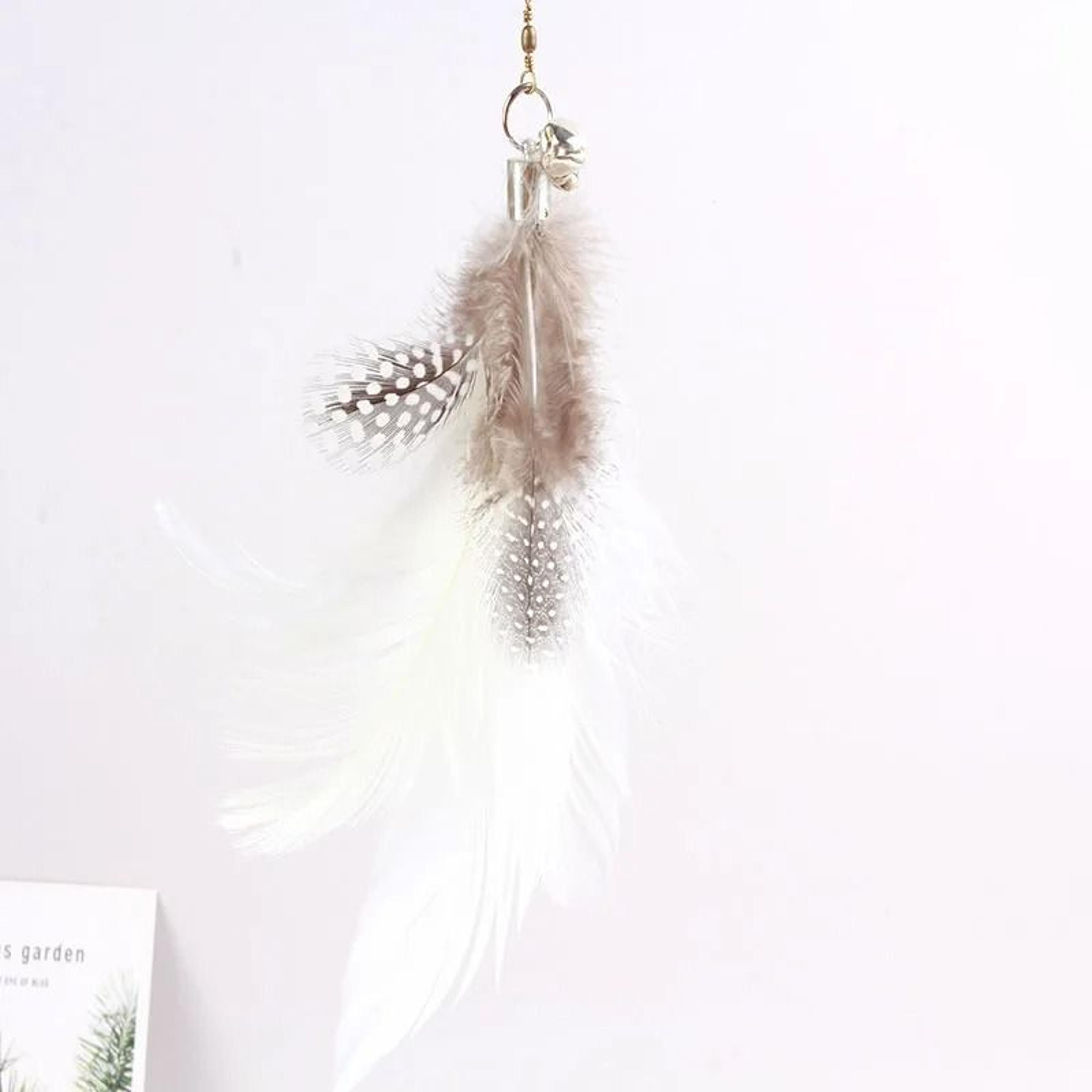Colorful Feather Bell Suction Cup Interactive Cat Wand Toy 1