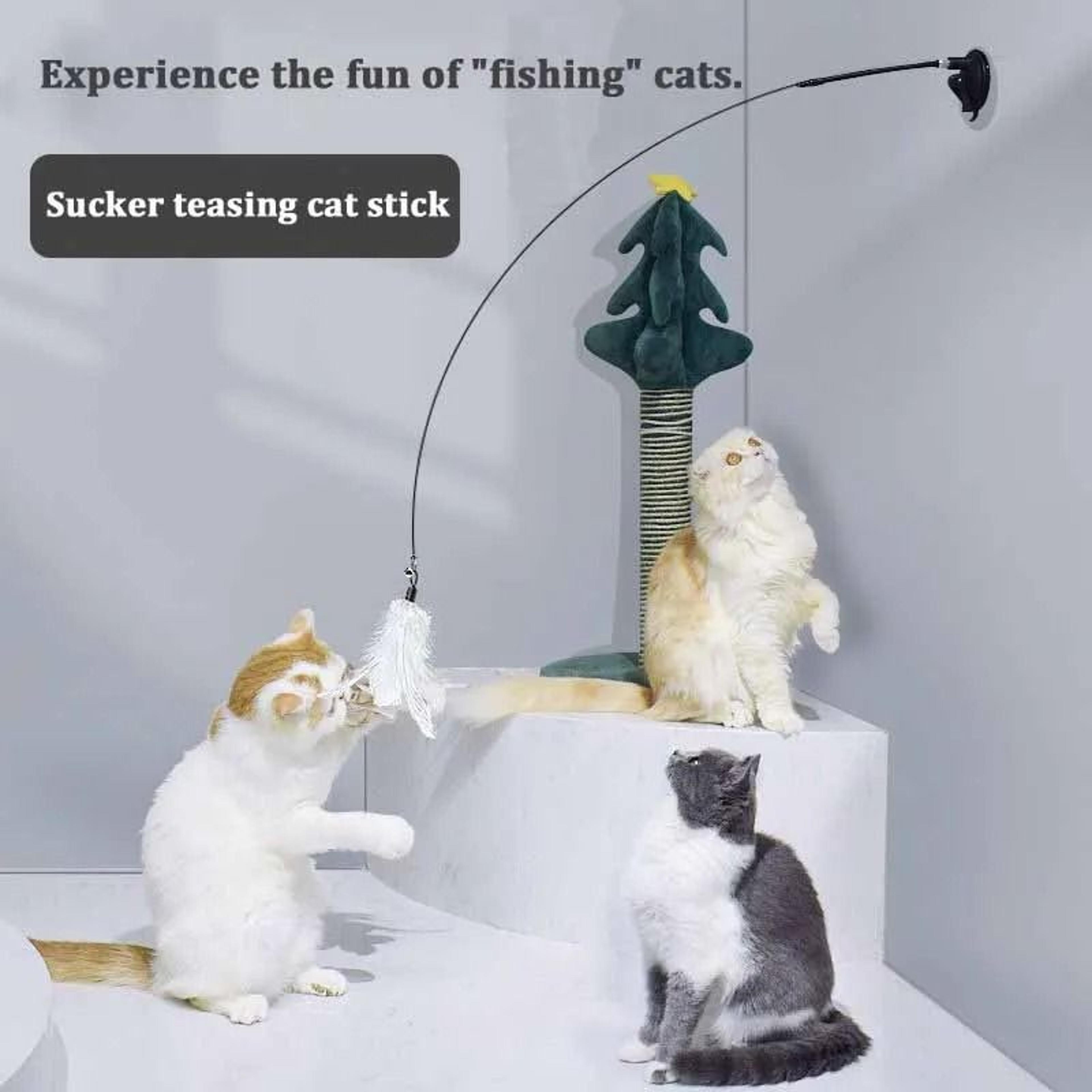 Colorful Feather Bell Suction Cup Interactive Cat Wand Toy 15