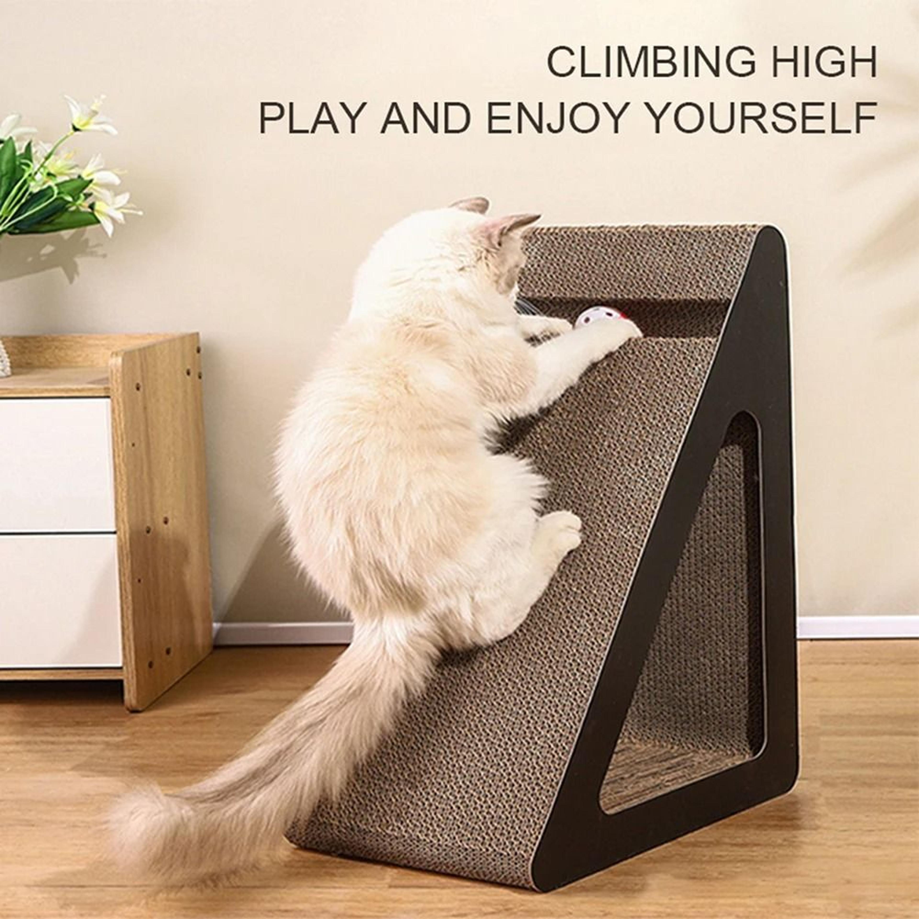 Interactive Cat Scratching Board Ramp With Rotating Ball Toy And Furniture Protection Design 5