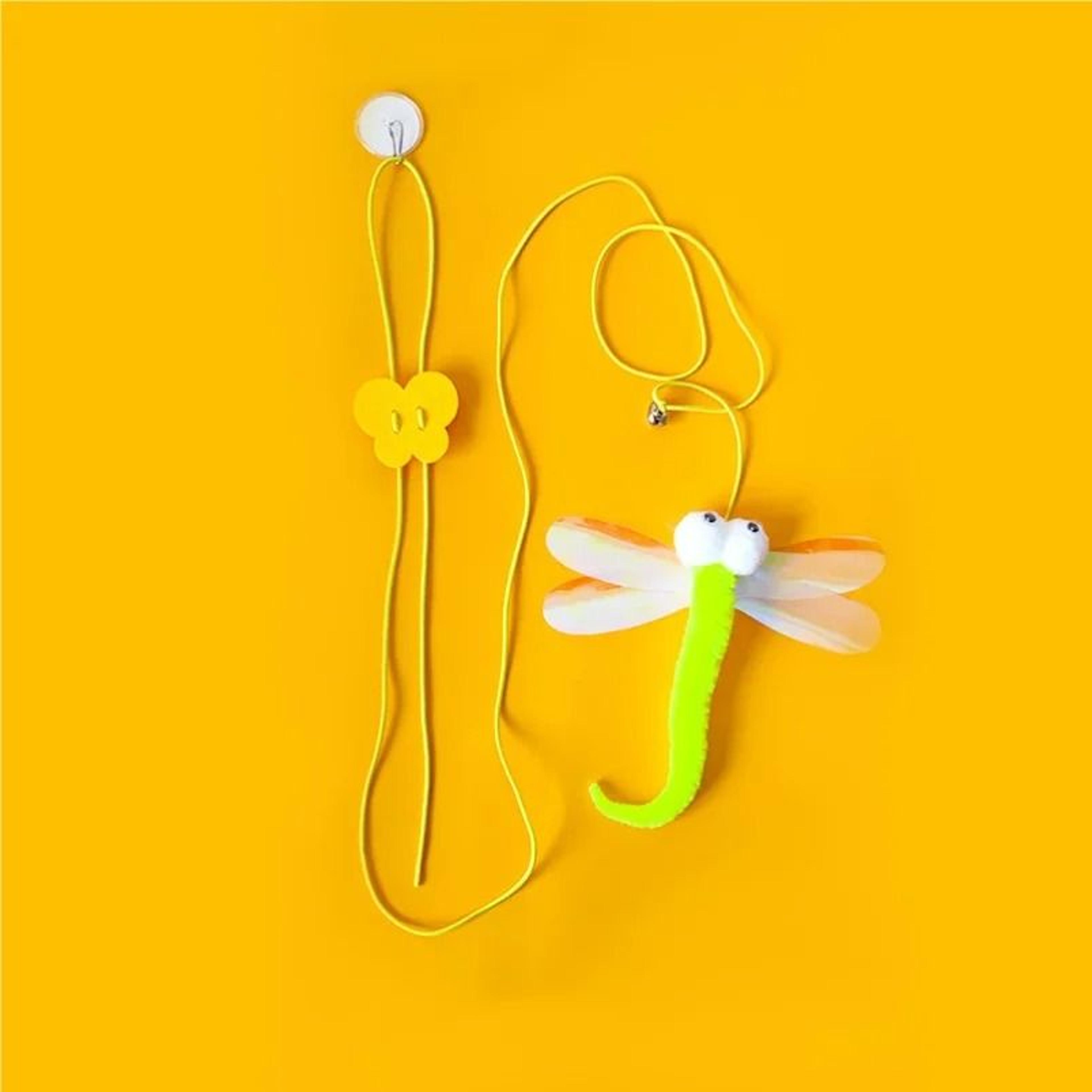 Interactive Dragonfly Cat Teaser Wand Toy With Elastic Rope Feather And Bell 7