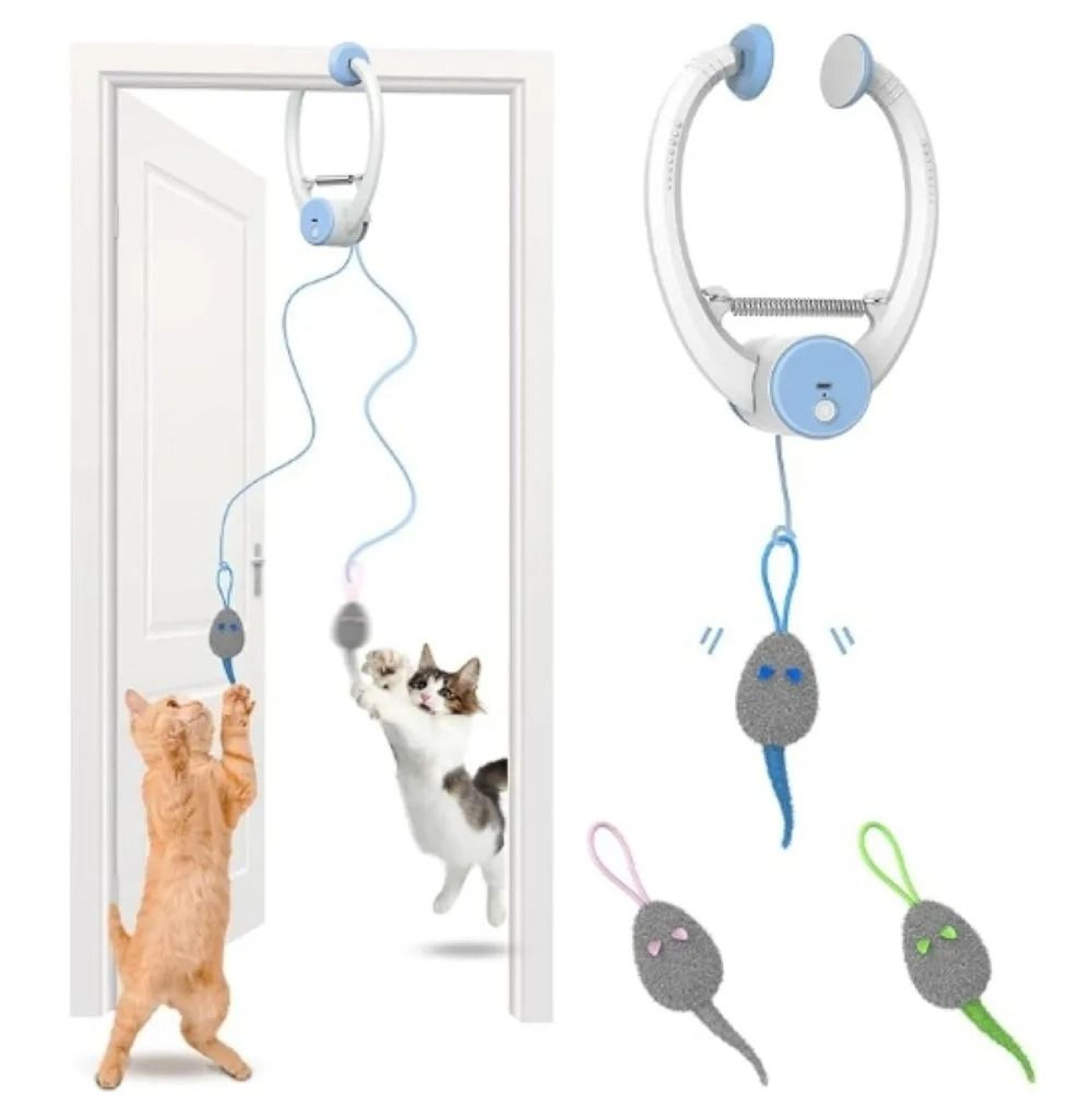Automatic Rebound Door Hanging Cat Toy With Mice Interactive Indoor Exercise Teaser 0