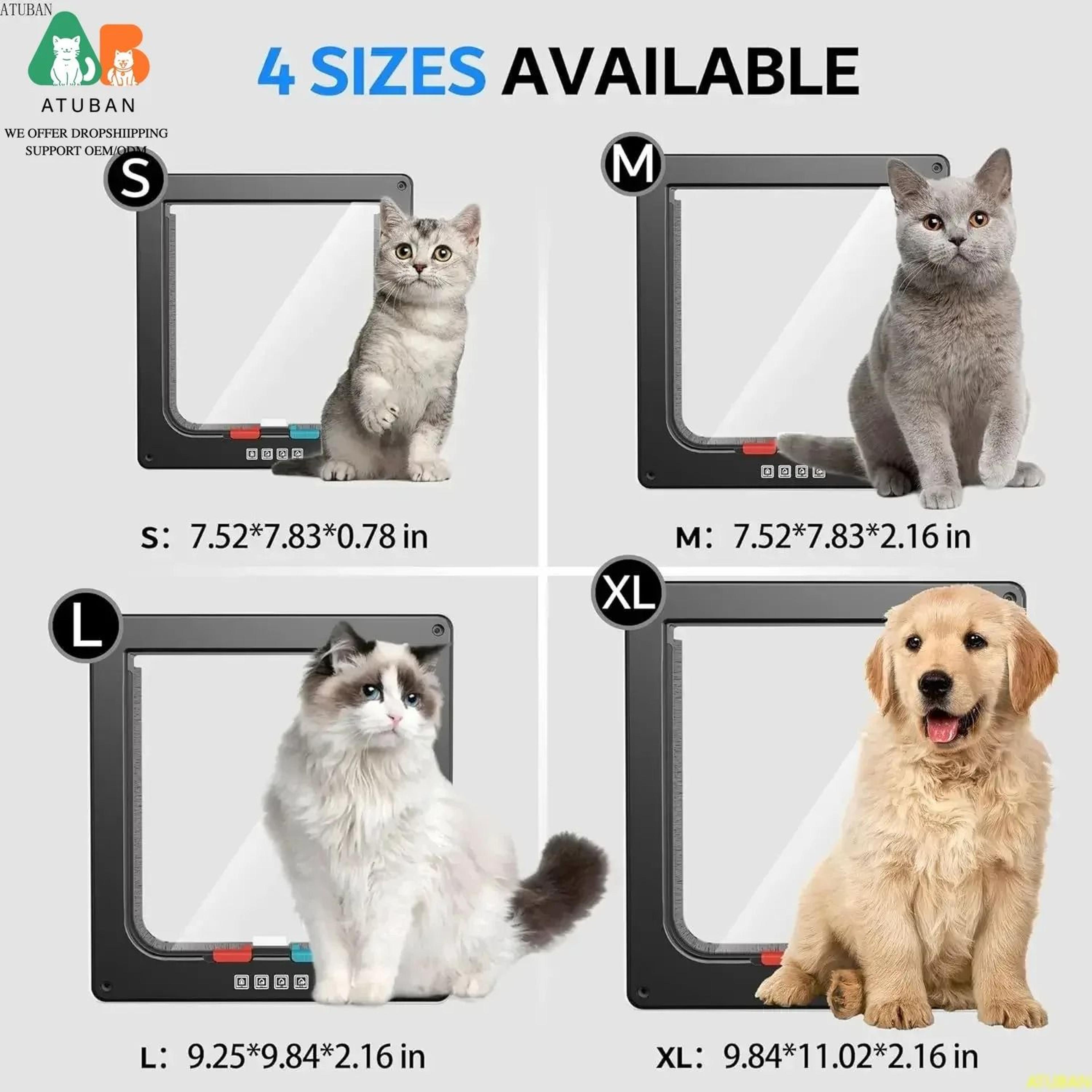 ATUBAN Large Cat Door With 4 Way Lock Durable Pet Door For Interior Exterior Doors Windows And Wall 8