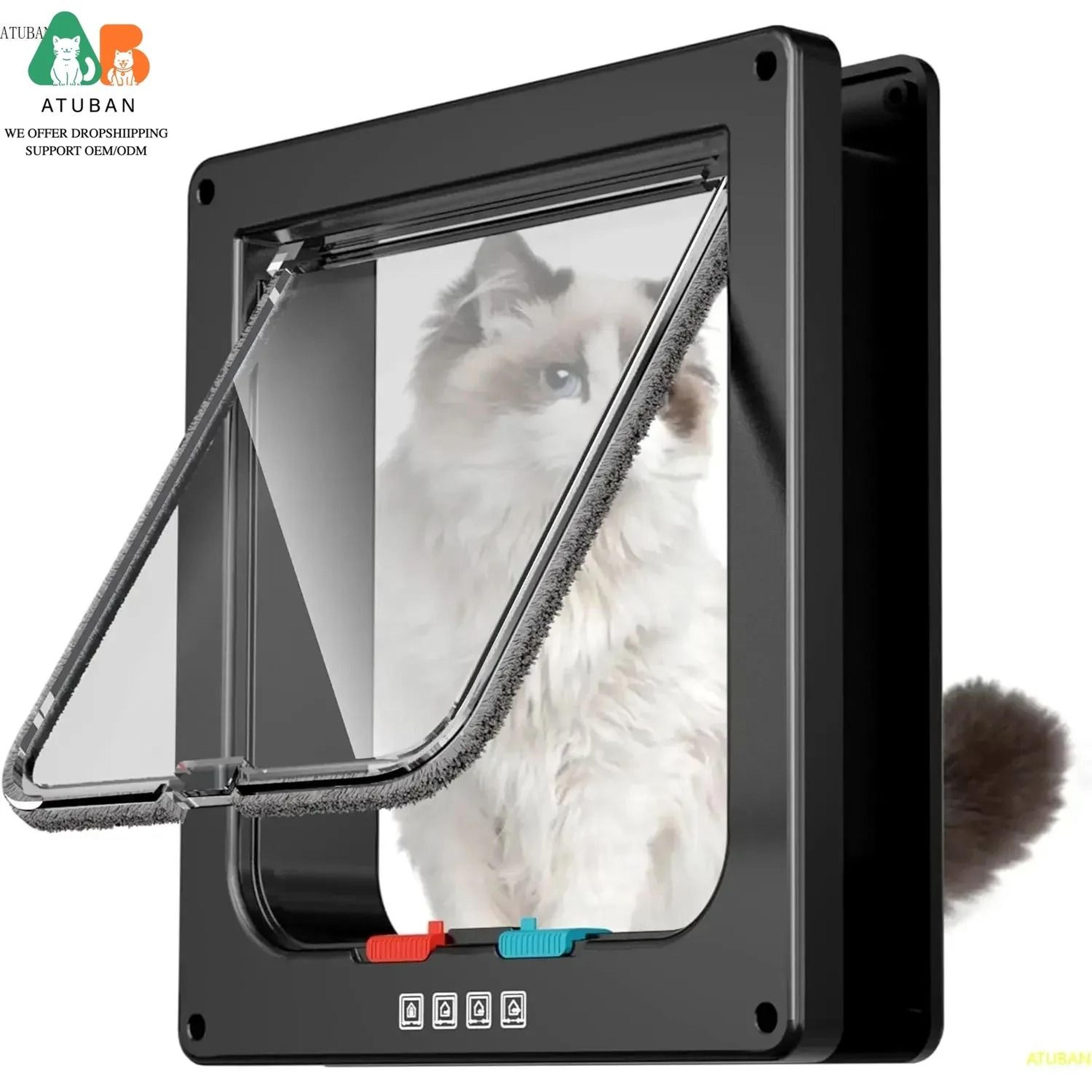 atuban large cat door with 4 way lock durable pet door for interior exterior doors windows and walls