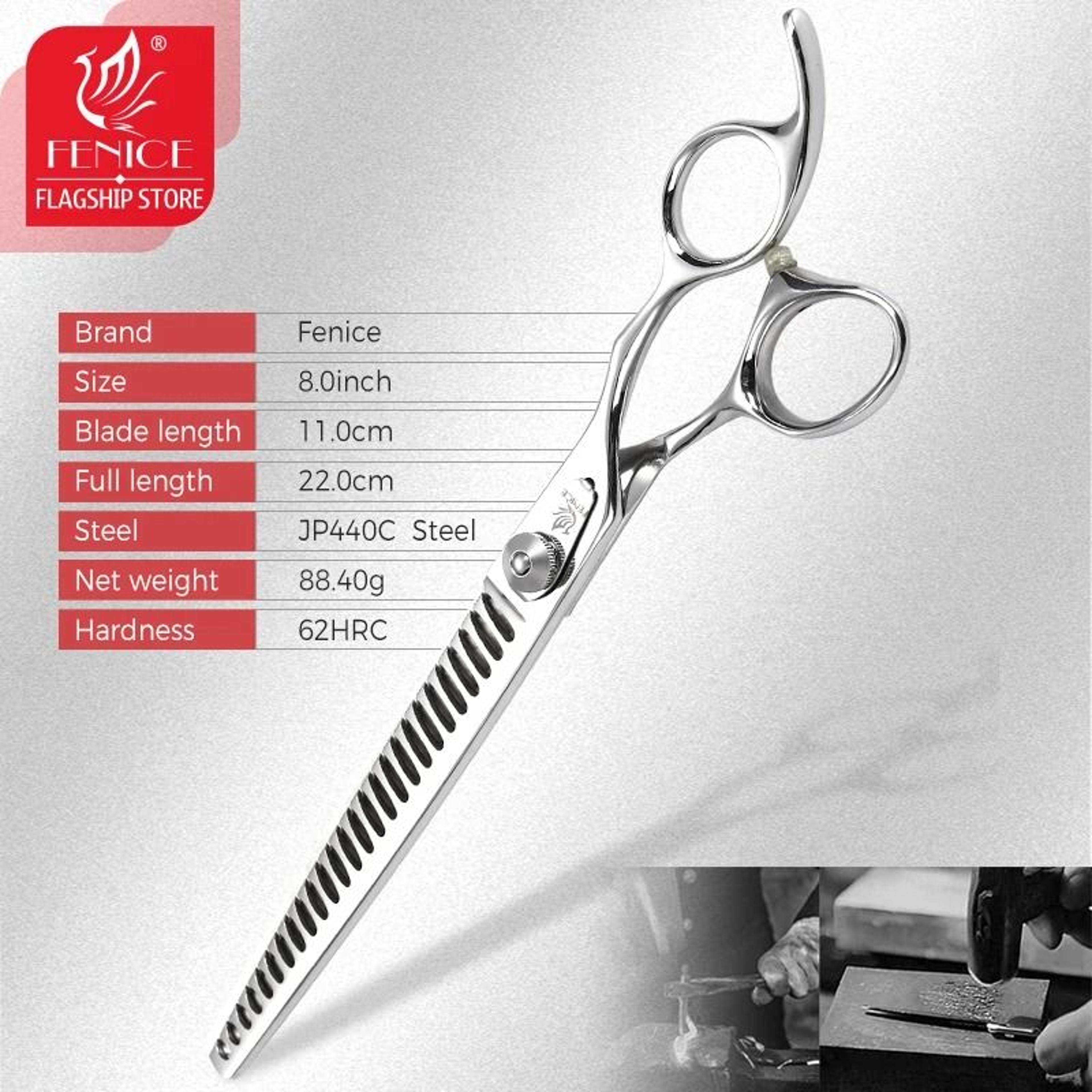 Fenice Professional Pet Grooming Thinning Scissors 8 Inch Japan 440C Shears For Dogs And Cats 5