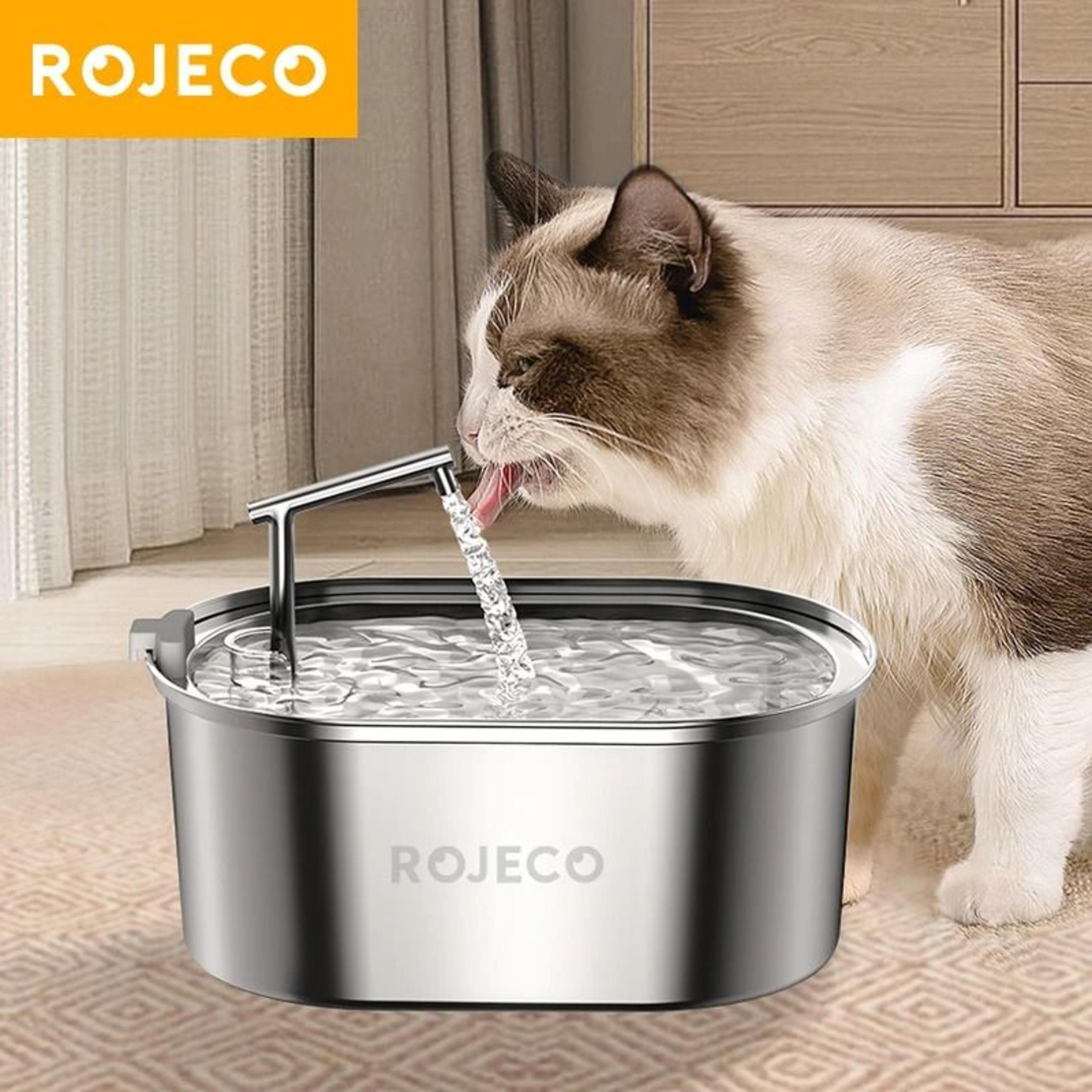 rojeco stainless steel cat water fountain automatic pet drinking fountain for cats and dogs
