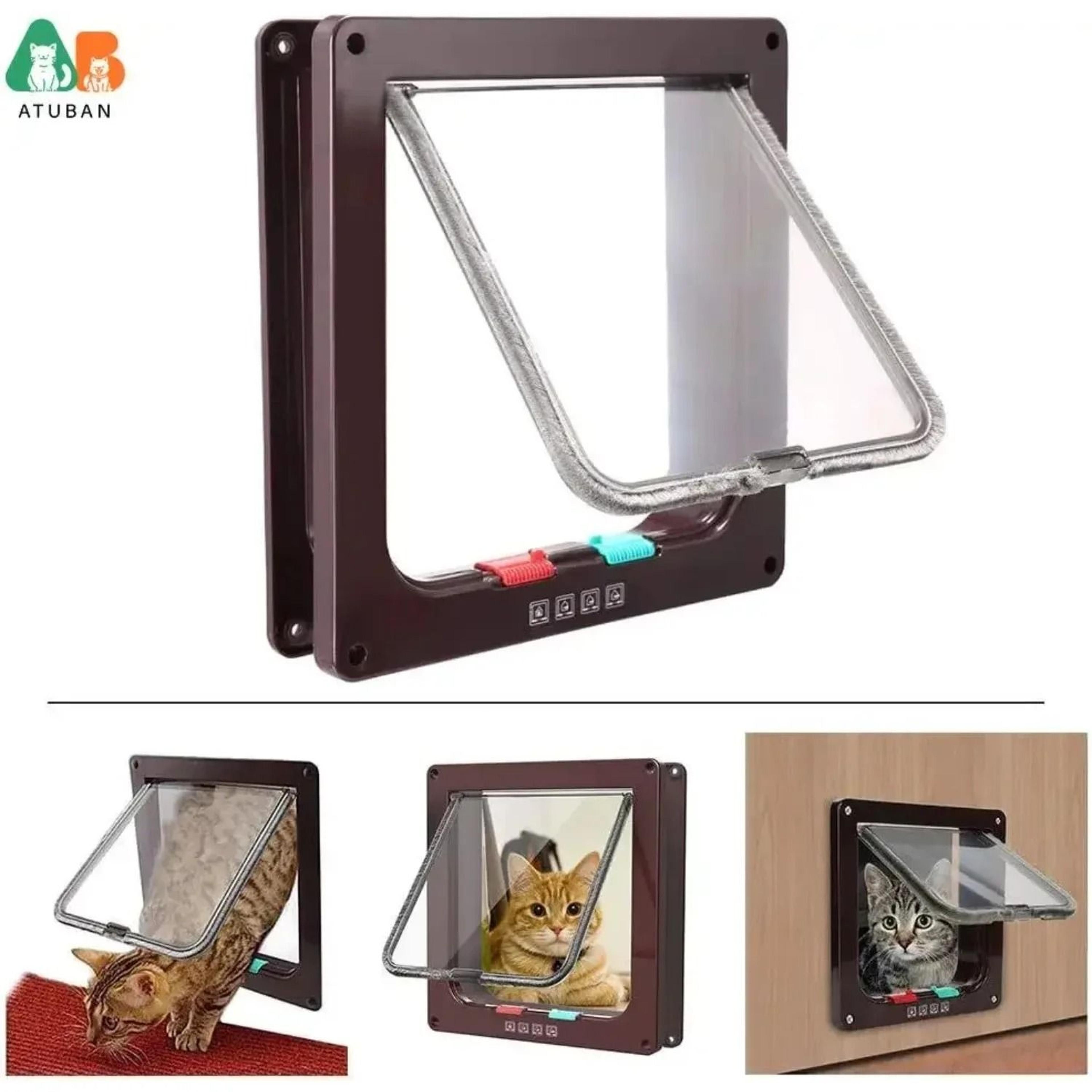 atuban 4 way locking cat door flap weatherproof pet door for interior and exterior doors