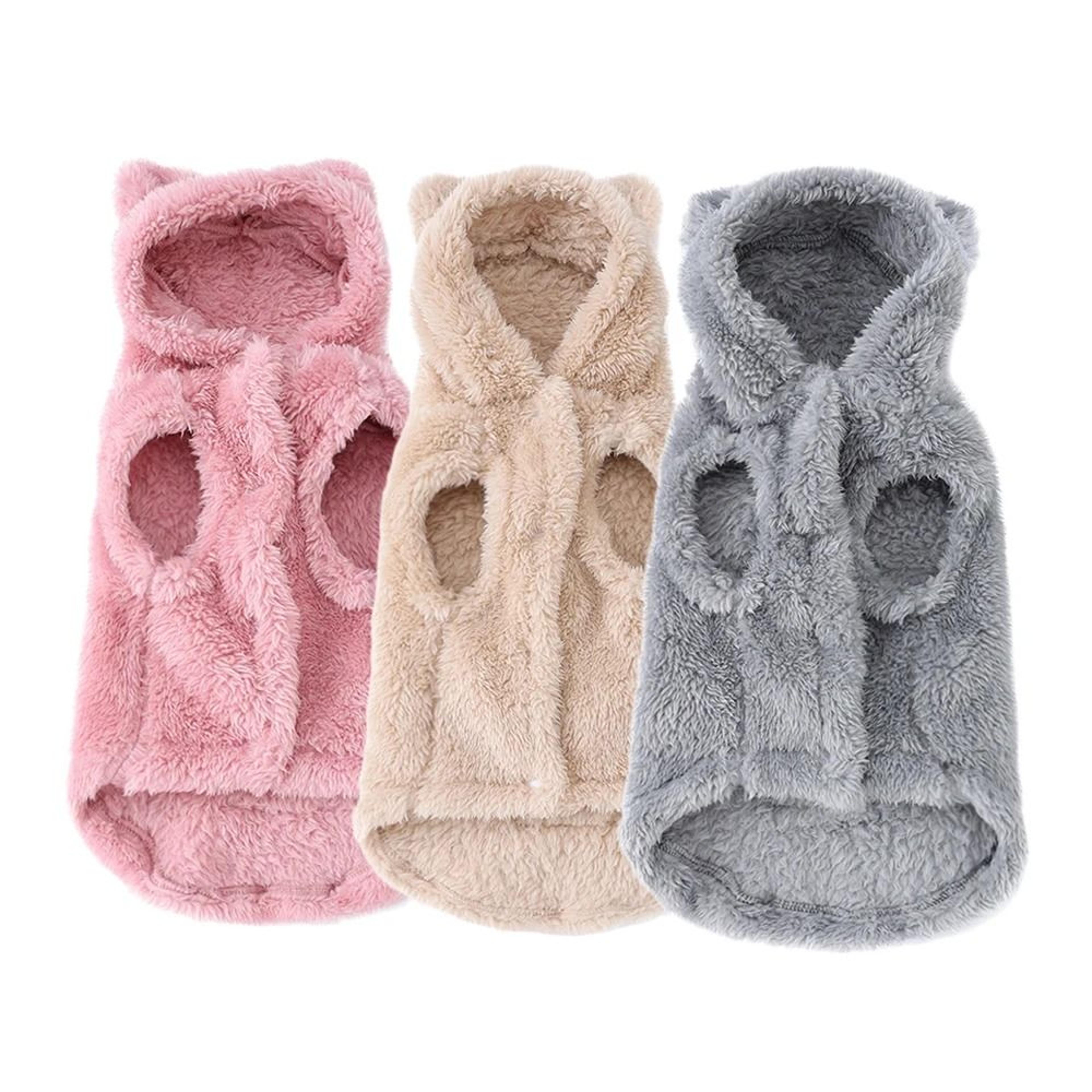 winter fleece pet hoodie warm sweater coat for cats and small dogs