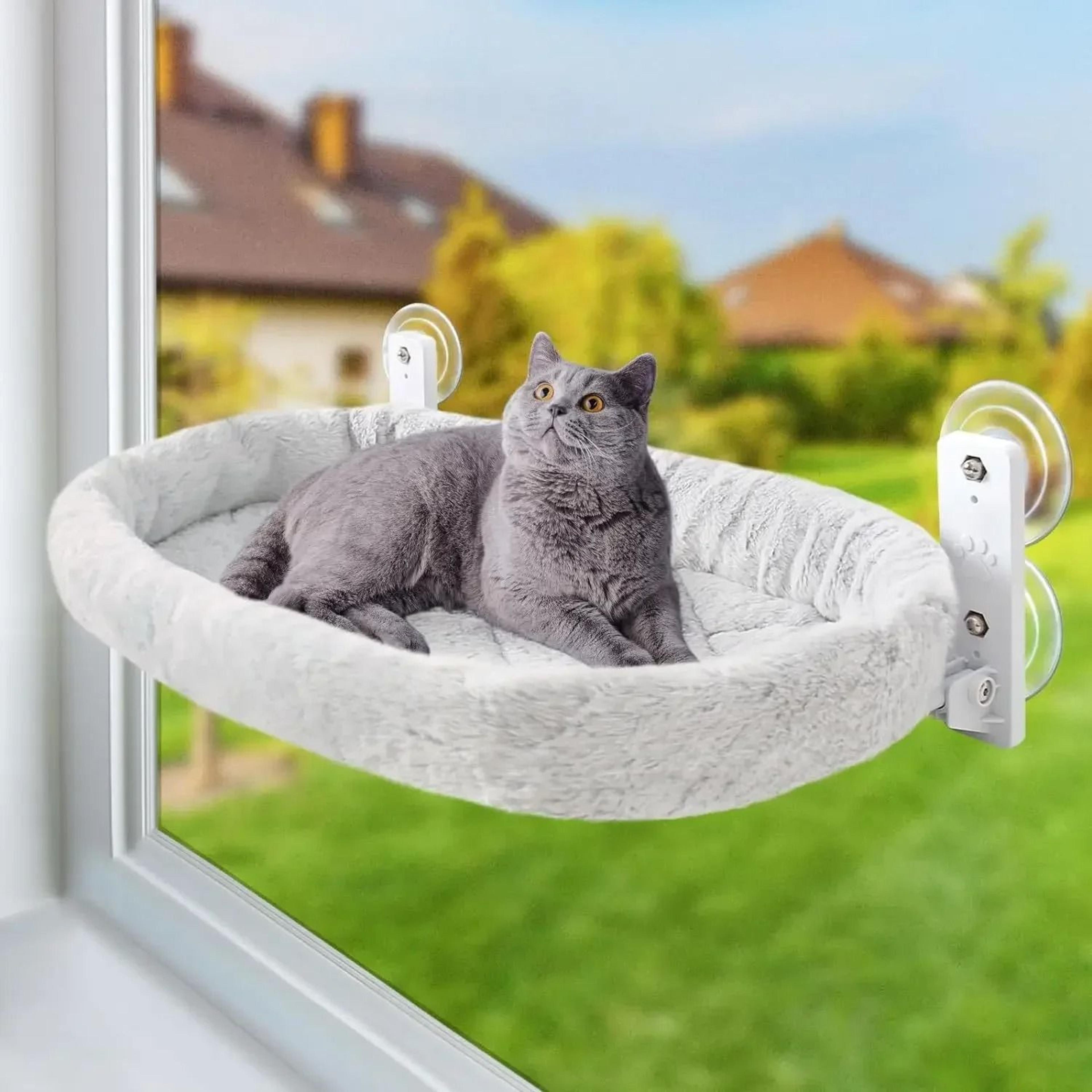 Window Mounted Cat Hammock Bed With Suction Cups For Sunbathing And Indoor Lounging 3
