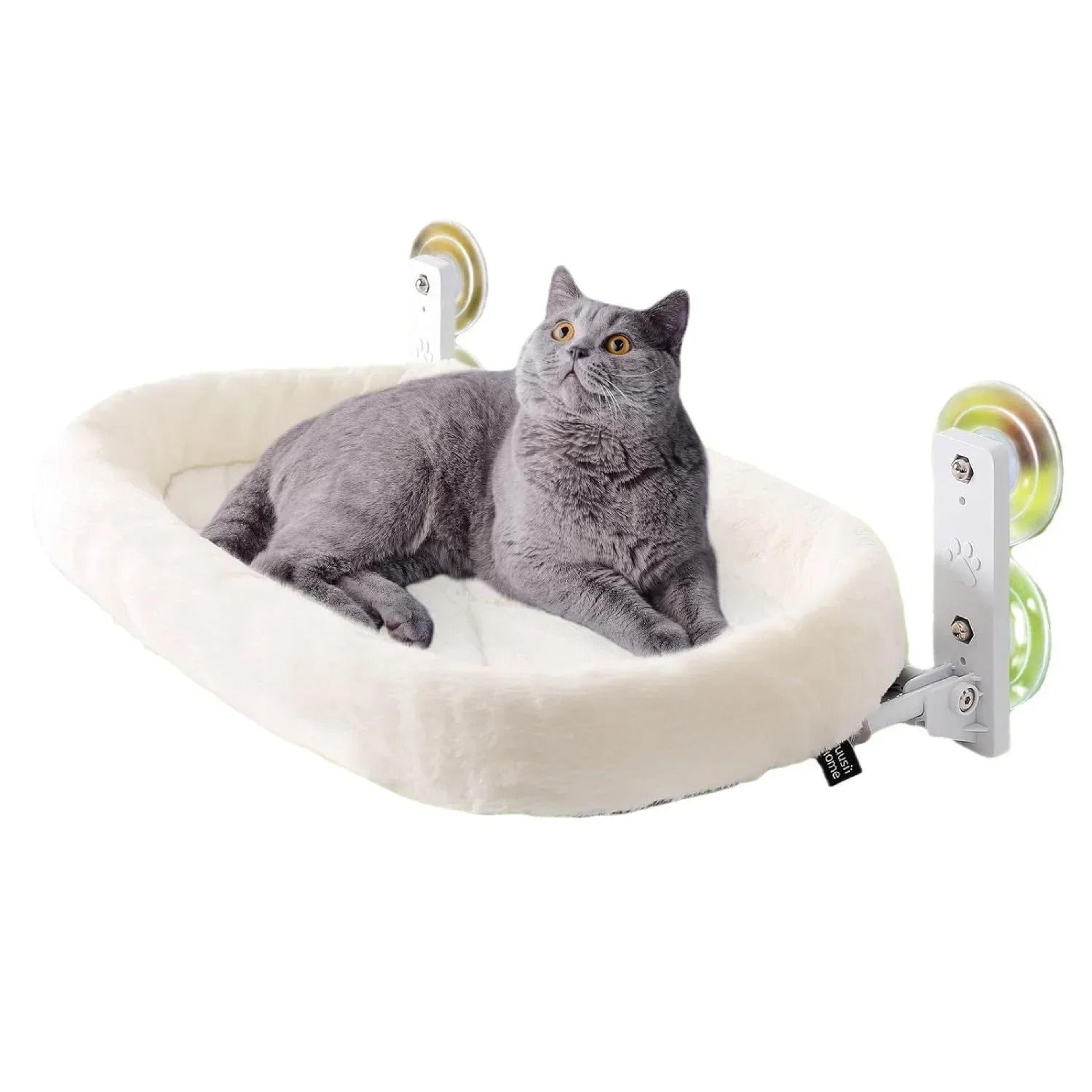 window mounted cat hammock bed with suction cups for sunbathing and indoor lounging