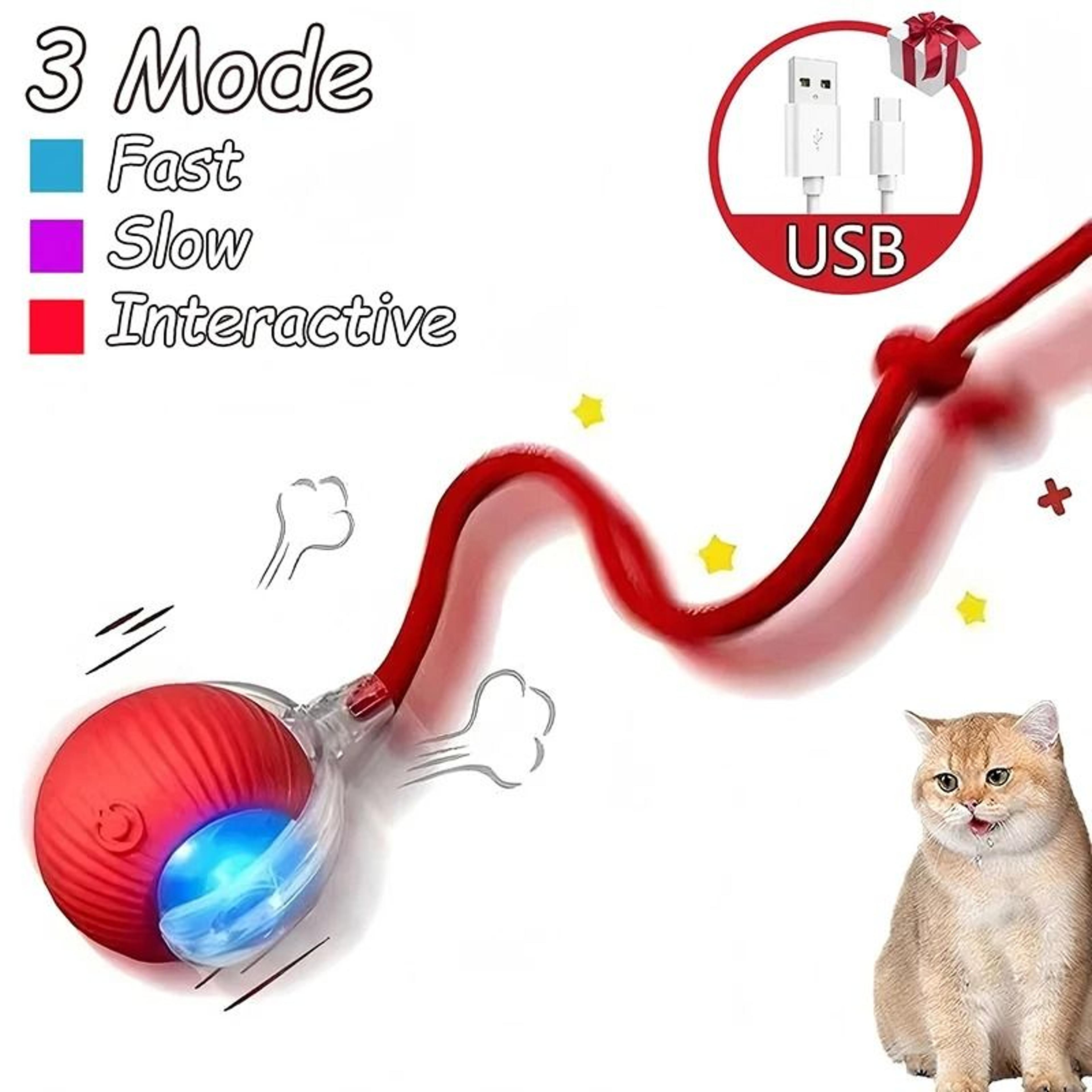 Rechargeable Automatic Rolling Cat Ball Toy With Faux Tail Interactive Smart Pet Toy 1