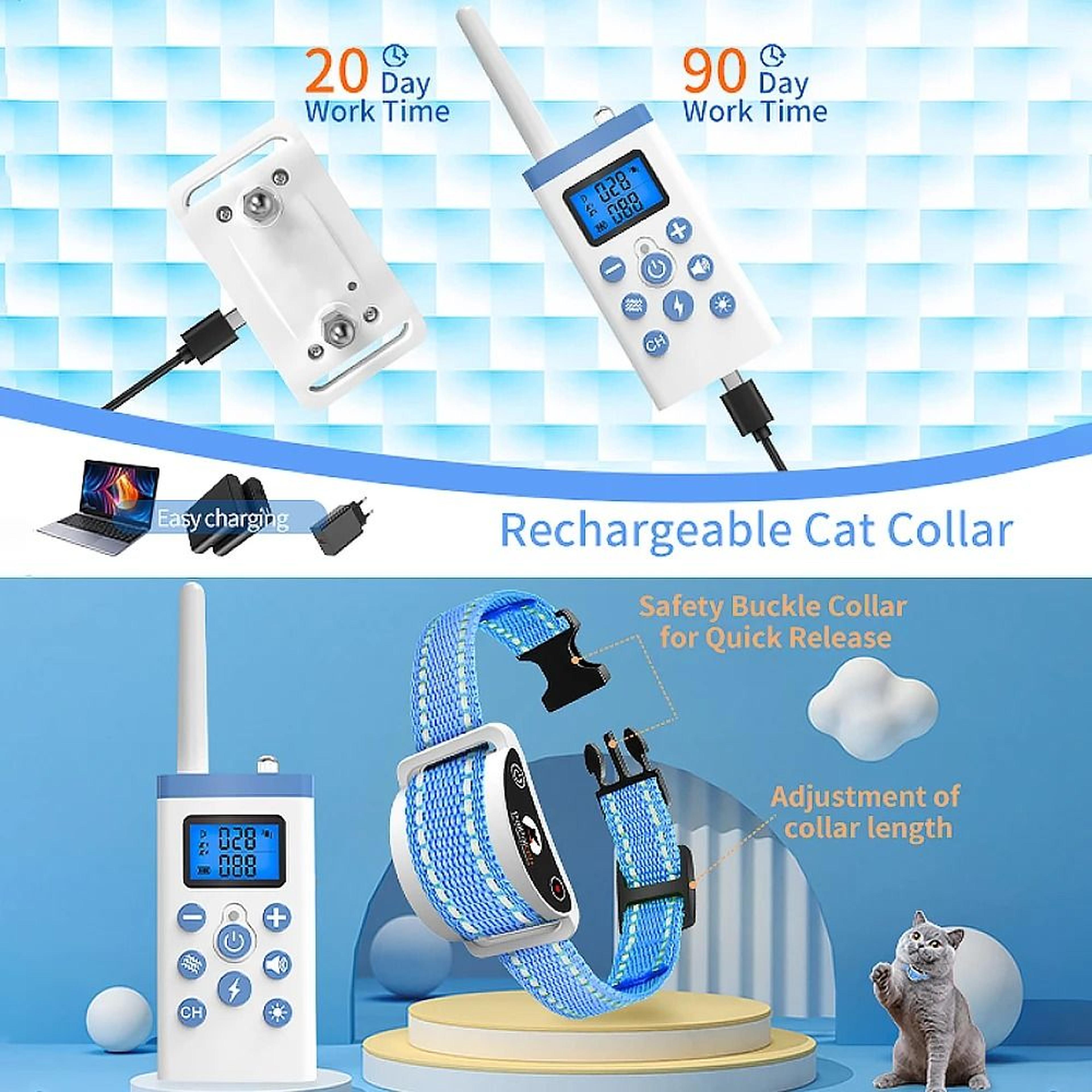 PaiPaitek Remote Control Cat Training Collar Automatic Anti Meow Collar For Cats 3