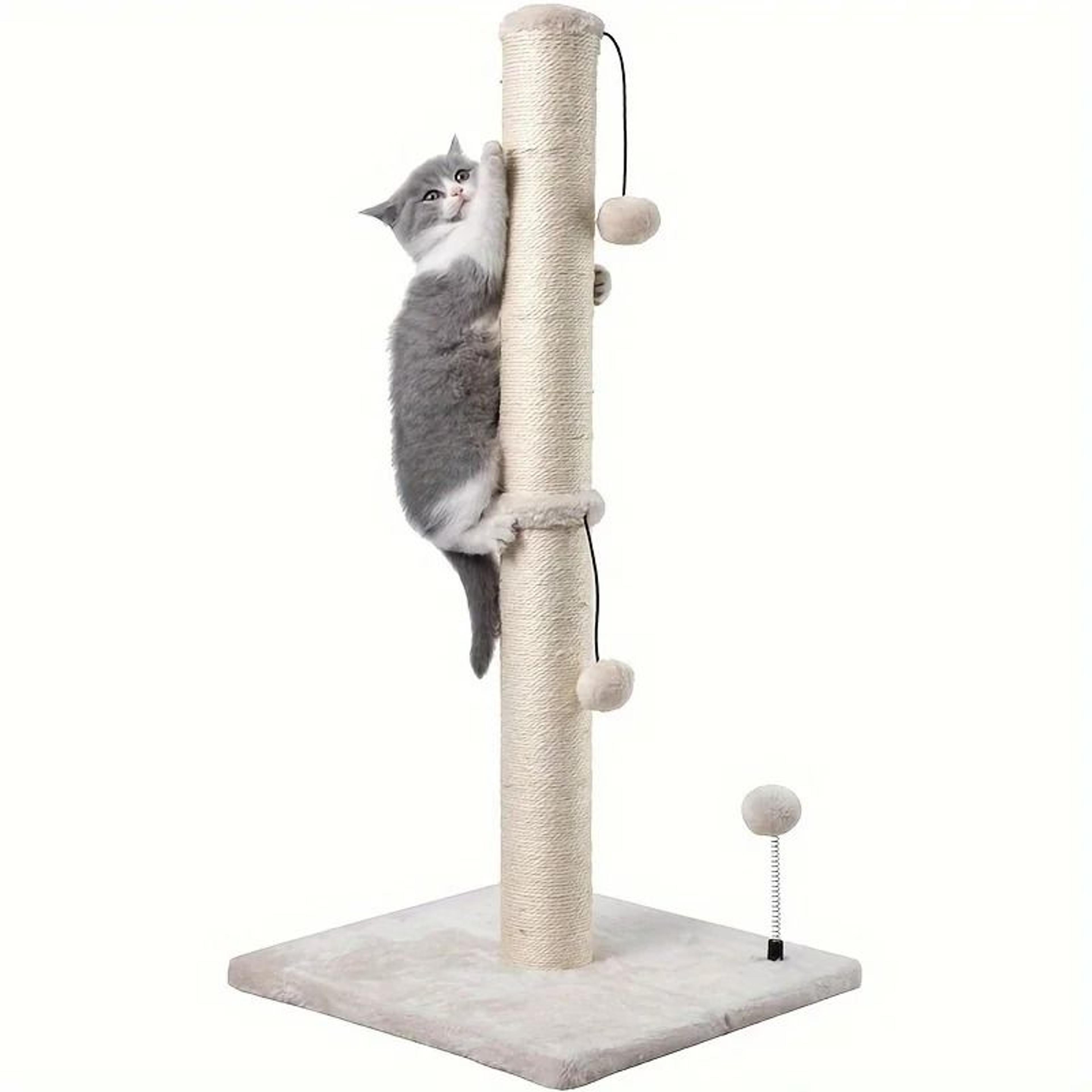 34 Inch Premium Sisal Cat Scratching Post With Hanging Ball For Indoor Cats 0