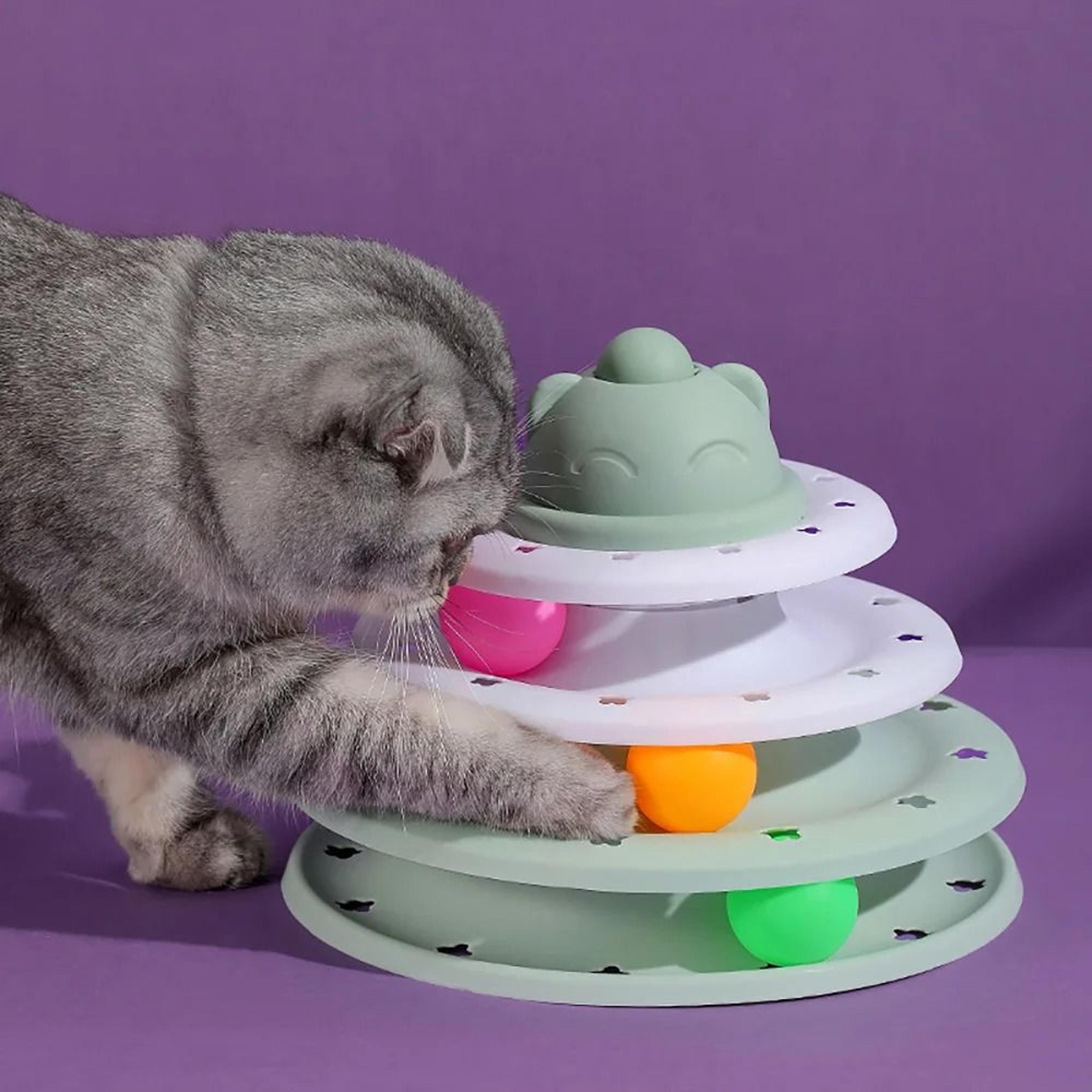 4 Level Interactive Cat Toy Tower With Roller Balls Puzzle Track Game 0