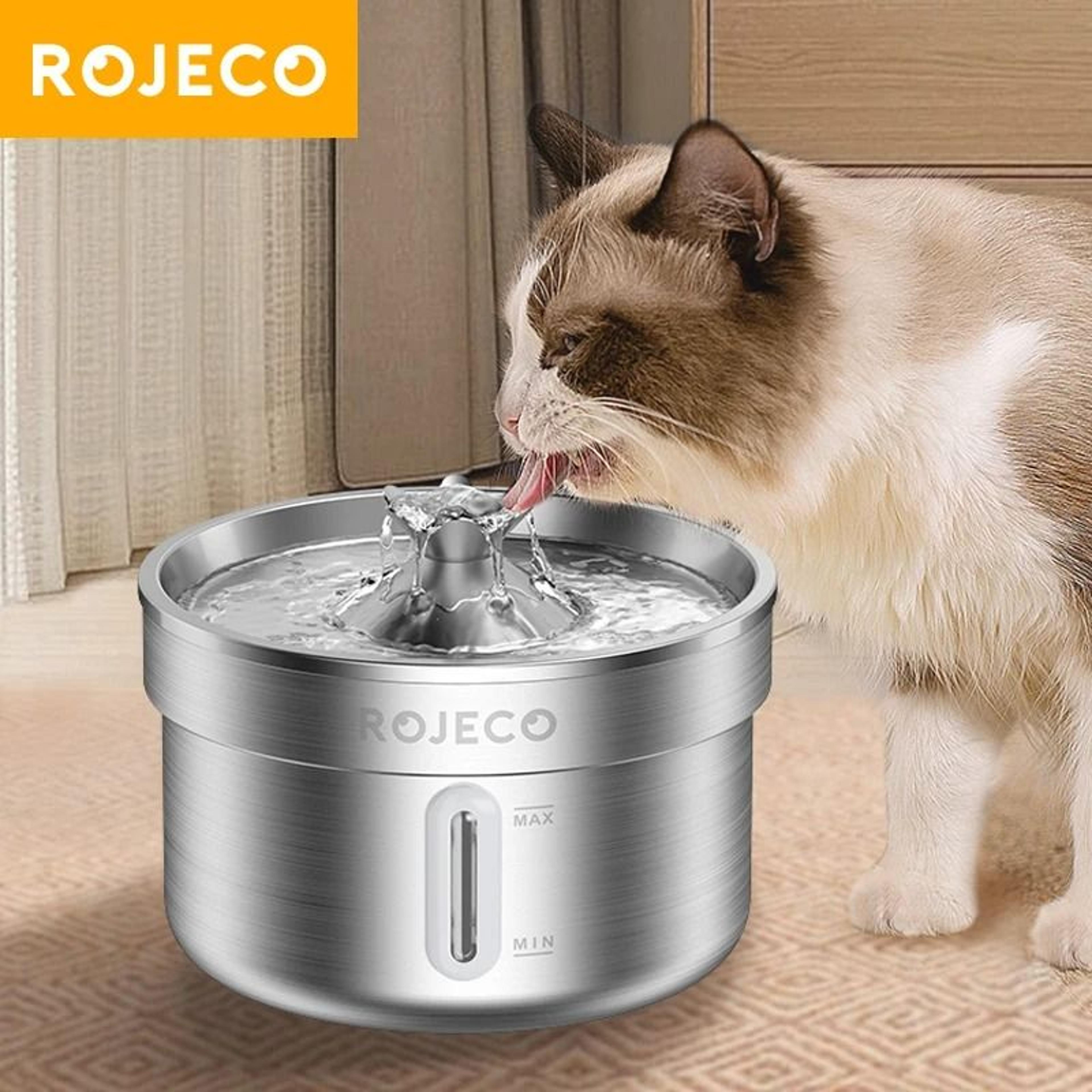 rojeco stainless steel automatic cat water fountain smart pet drinking dispenser