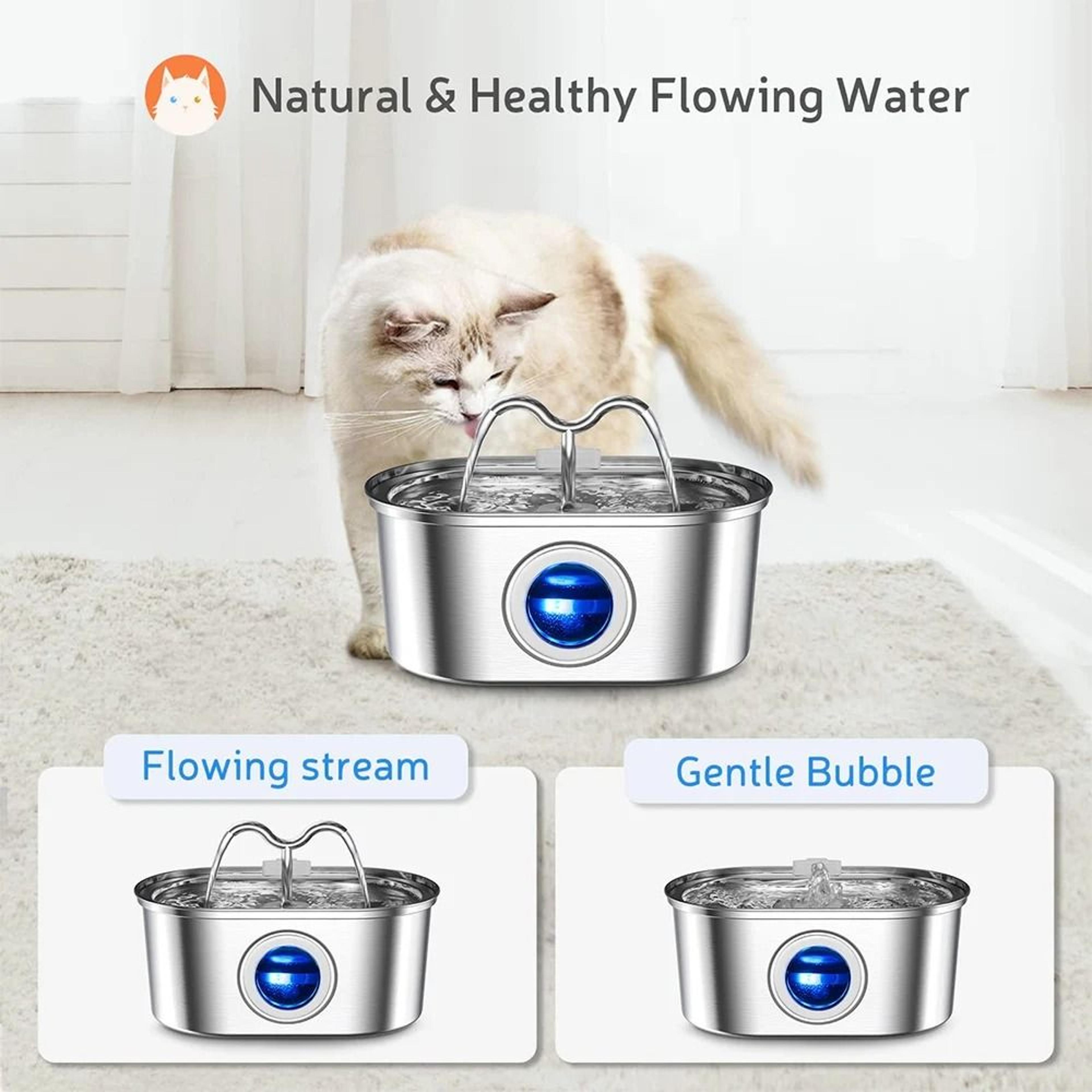 32L Stainless Steel Automatic Cat Water Fountain With LED Light And Silent Pump 7