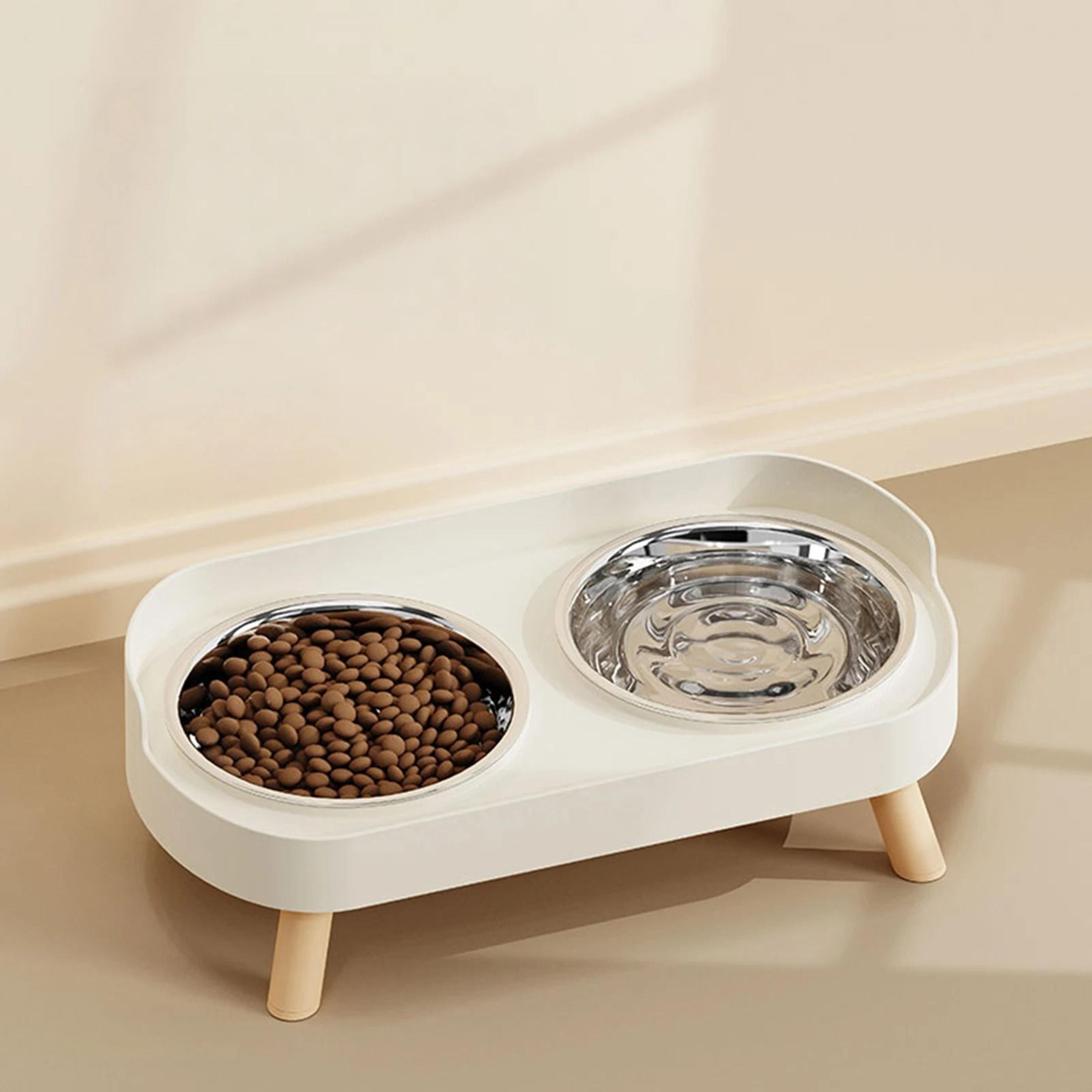 elevated stainless steel dual pet bowl anti slip cat and dog feeder