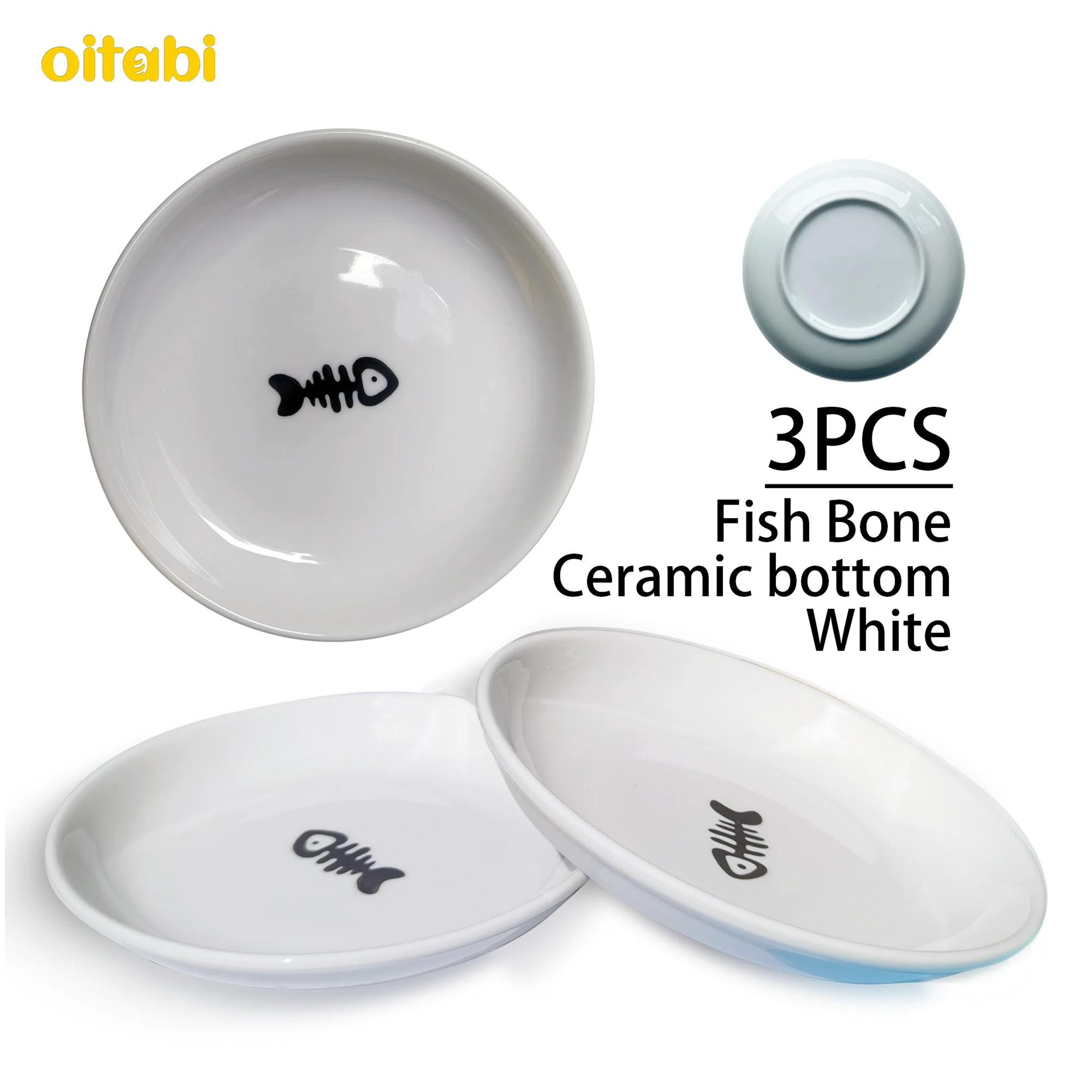 Oitabi Ceramic No Spill Cat Bowl Set Anti Whisker Fatigue Feeding Dishes 4