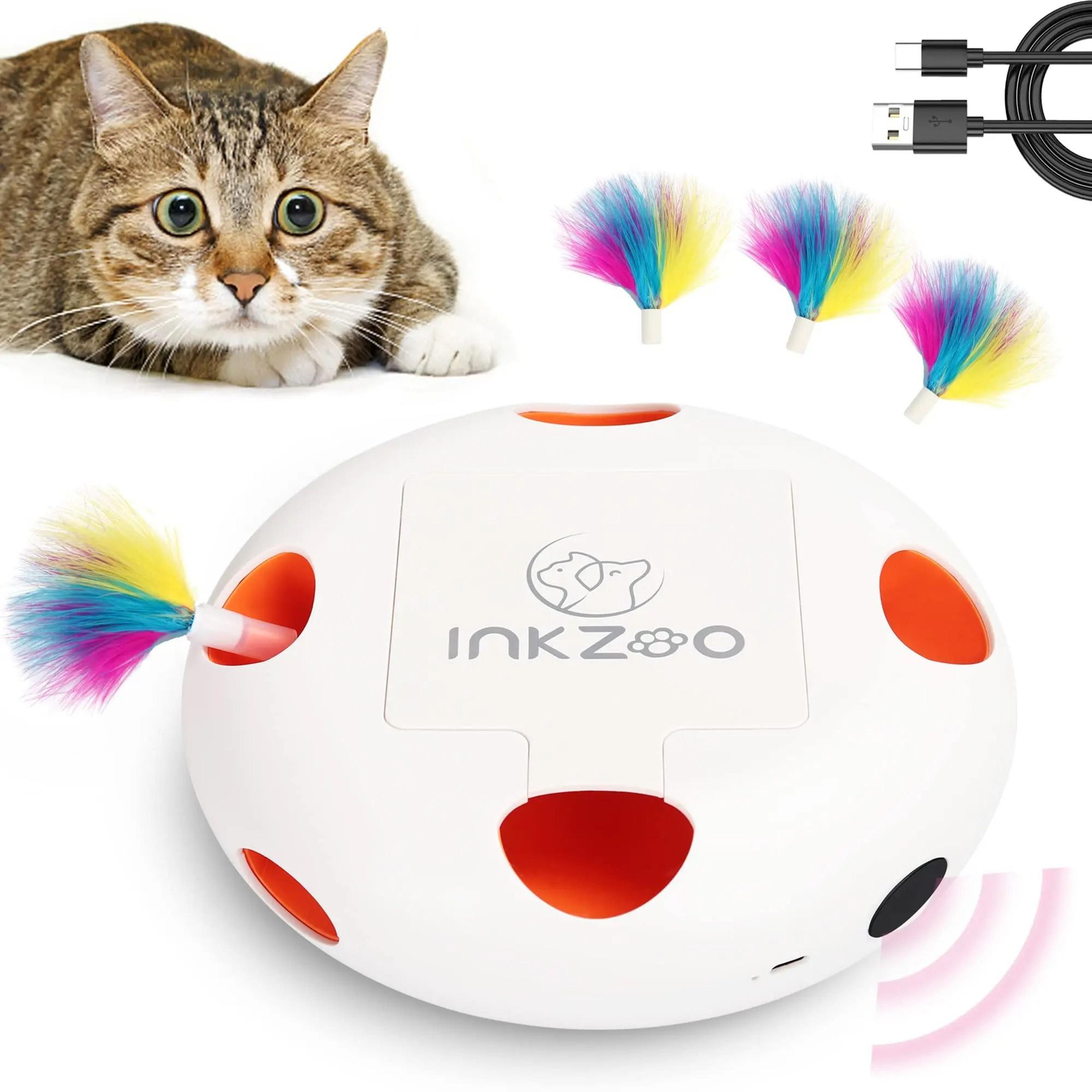 INKZOO Interactive Cat Toy 4 In 1 Automatic Whack A Mole Butterfly And Track Ball Game 3