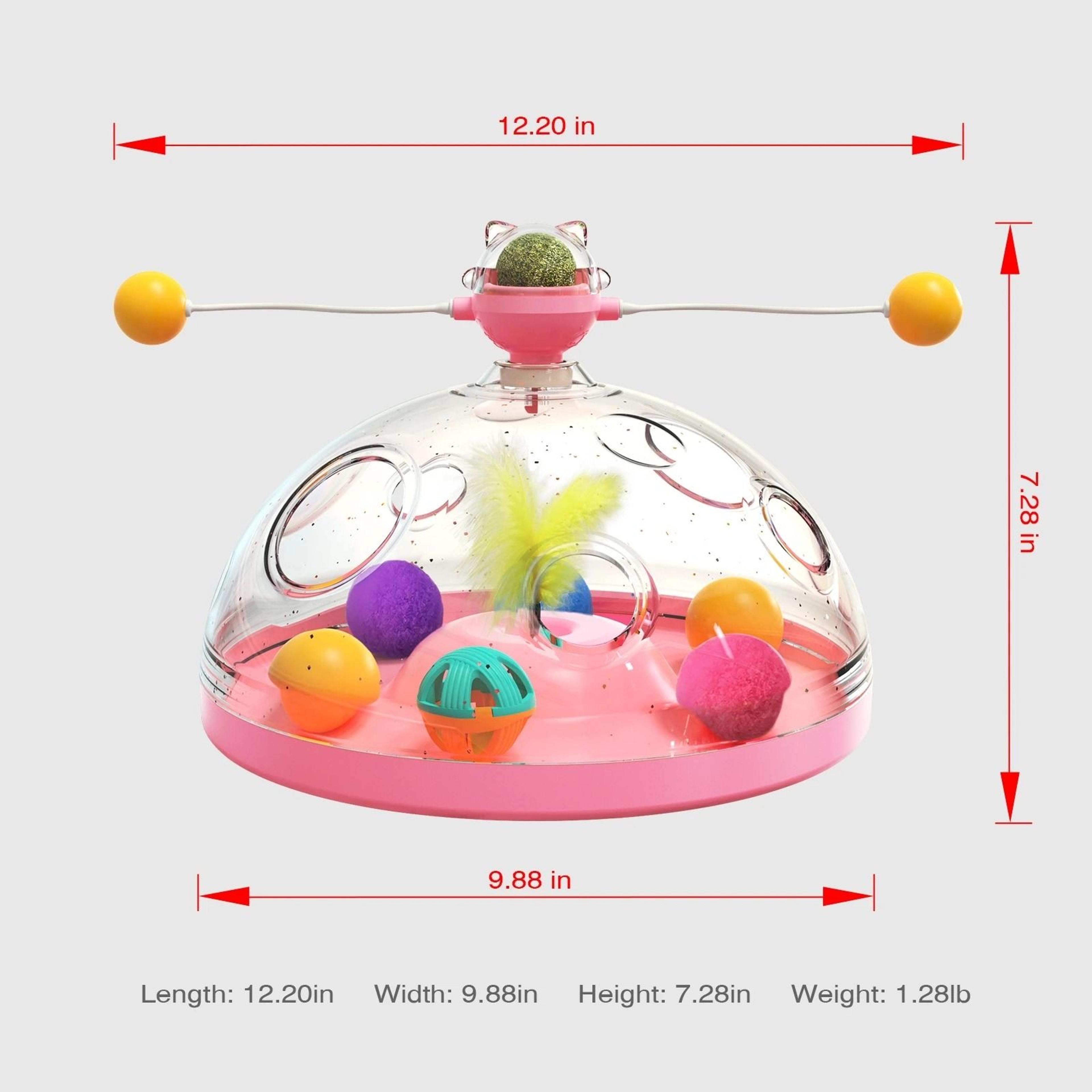 Interactive Cat Puzzle Toy Spinning Track Ball And Feather Teaser Brain Game For Indoor Cats 10