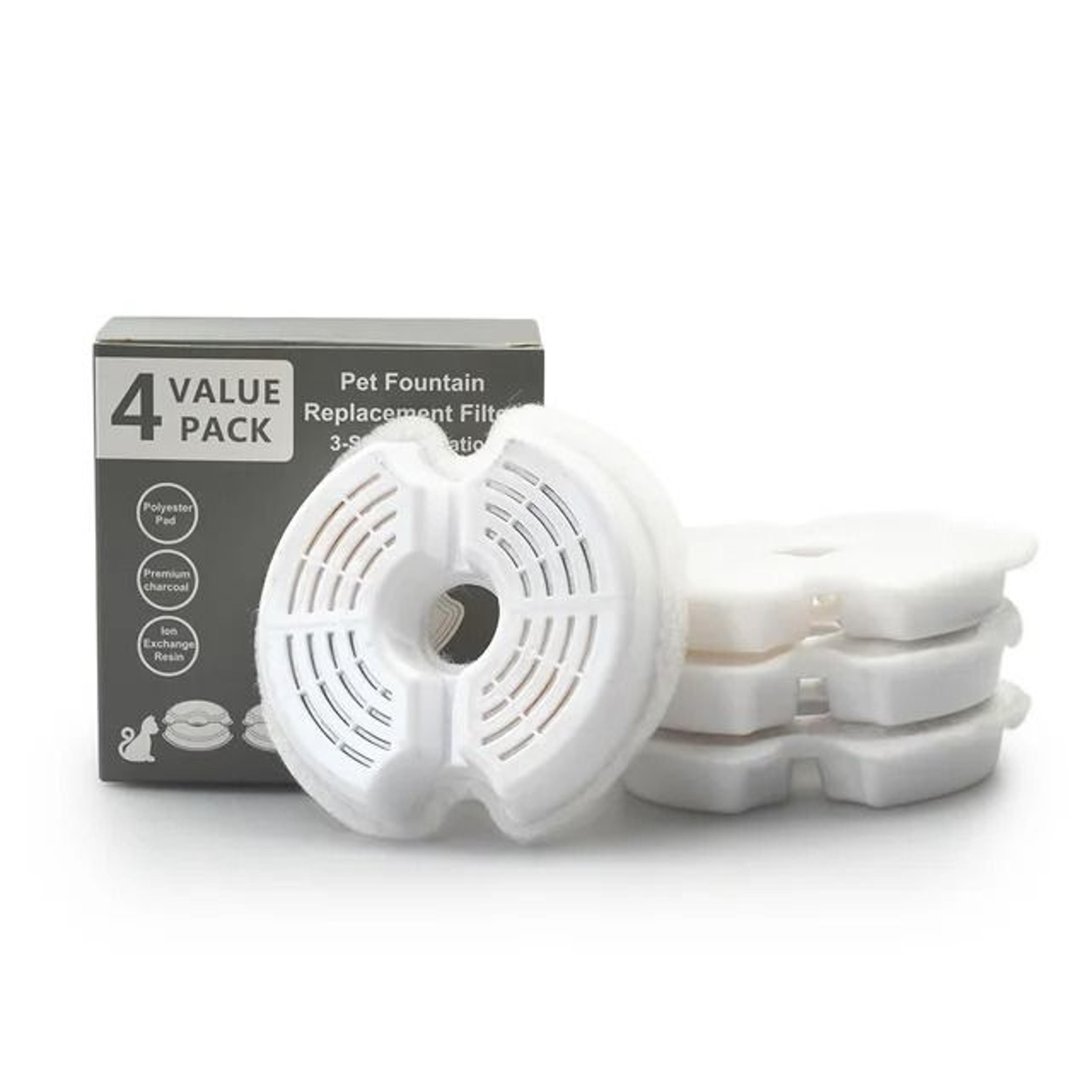 4 Pack Cat Water Fountain Filters Carbon Replacement Filters For Stainless Steel Pet Drinking Fount 1