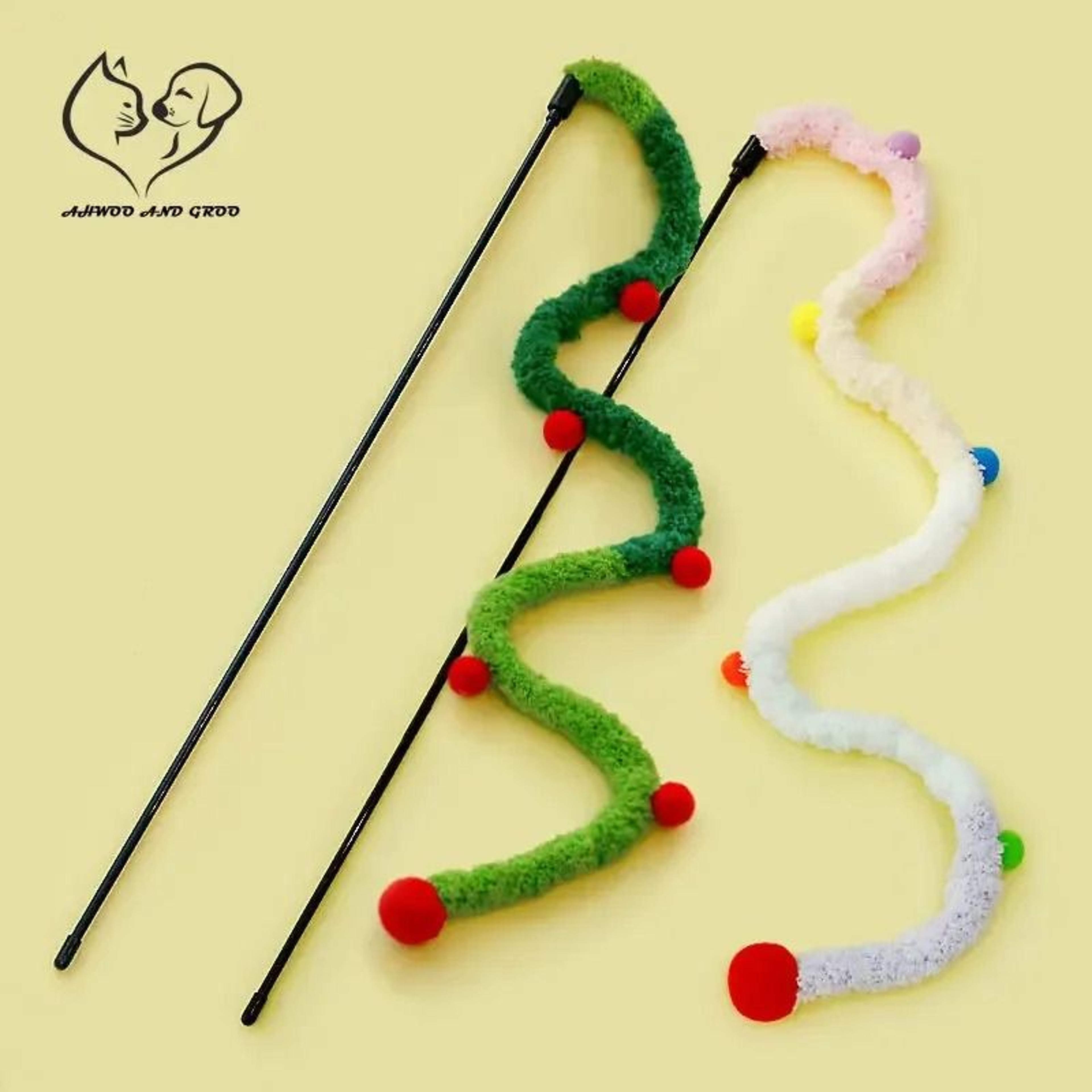 colorful cat teaser wand toy feather caterpillar interactive wand for indoor cats