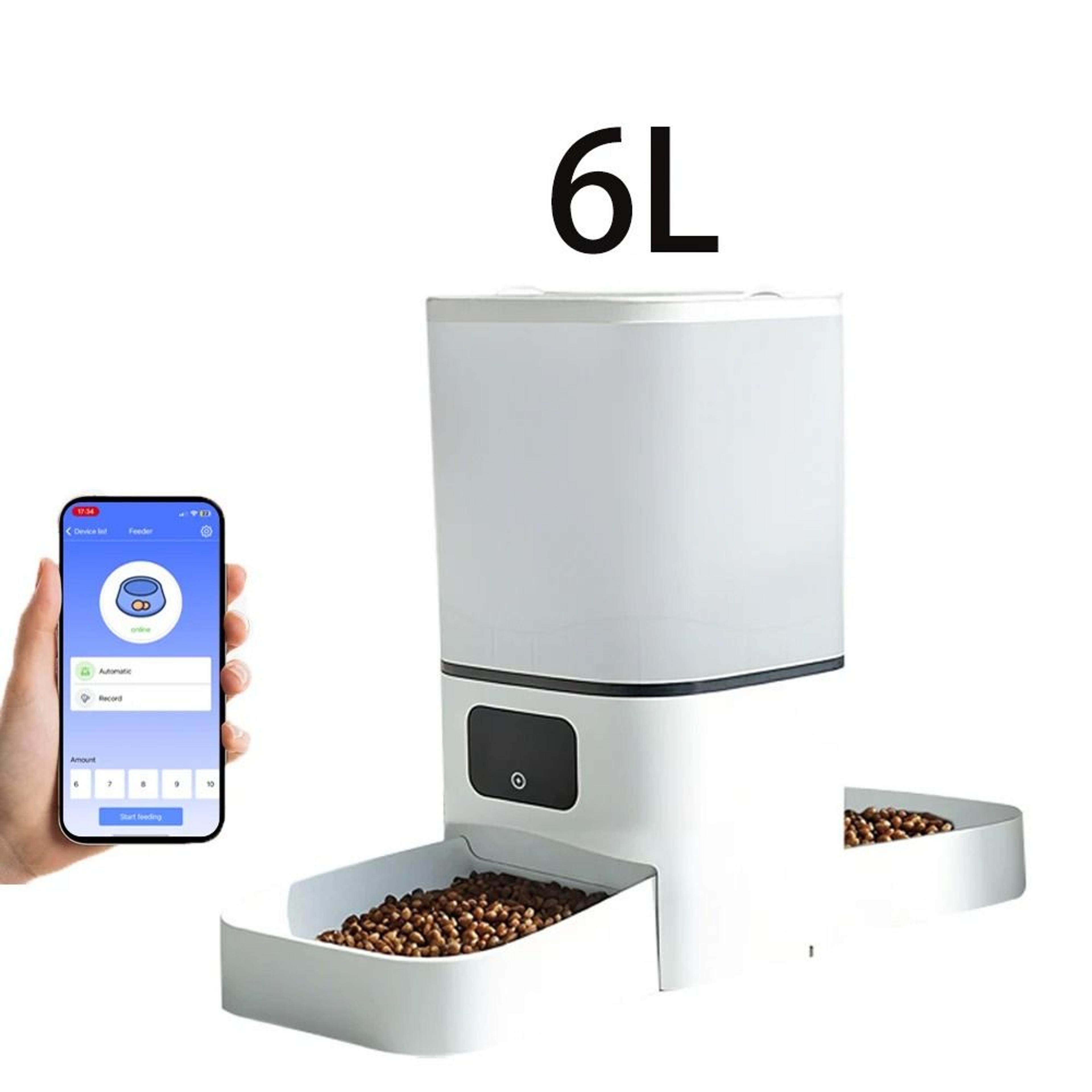 6l wifi automatic pet feeder double bowl smart food dispenser for two cats or dogs