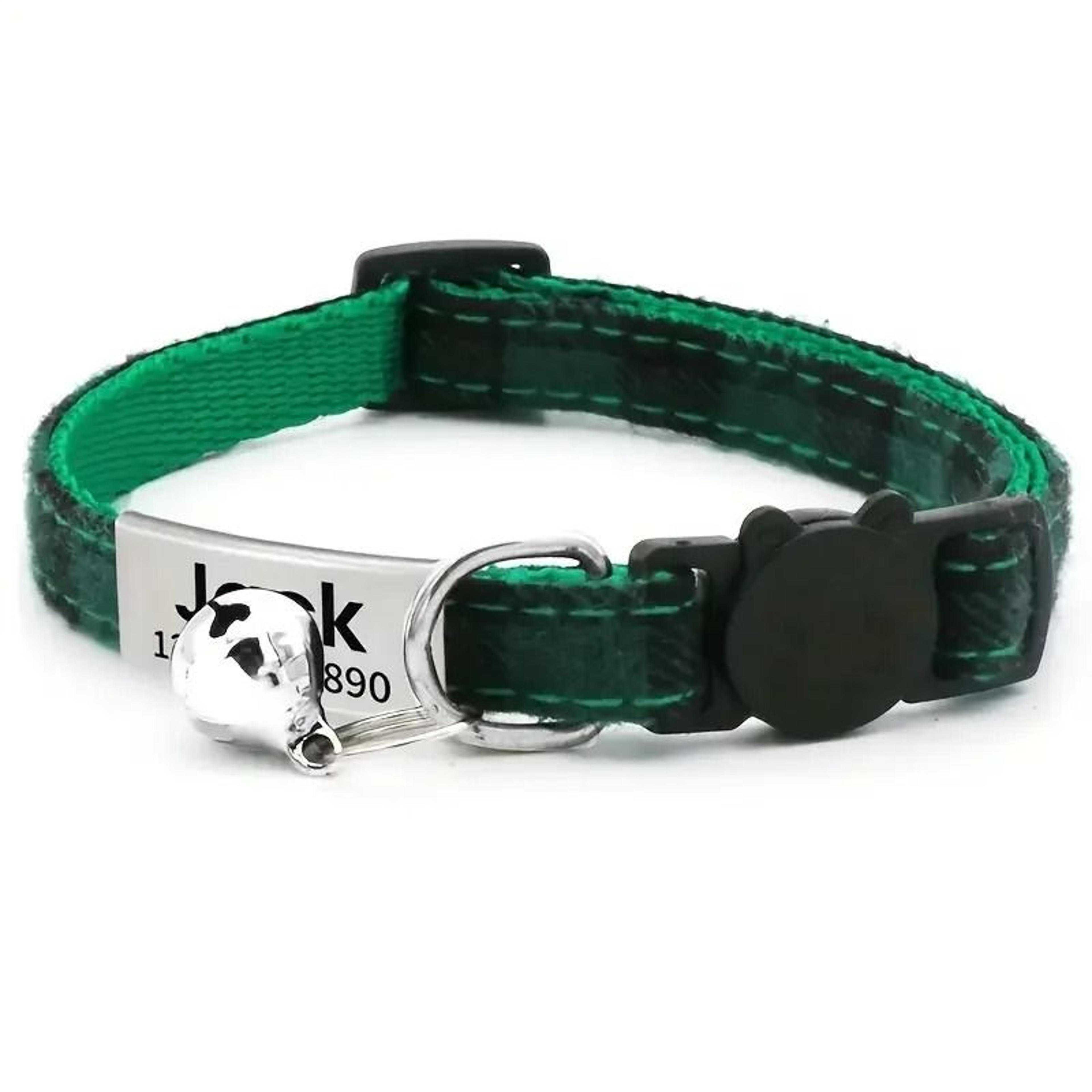 Personalized Breakaway Cat Collar Adjustable Plaid Nylon Kitten Collar With Bell And ID Tag 2