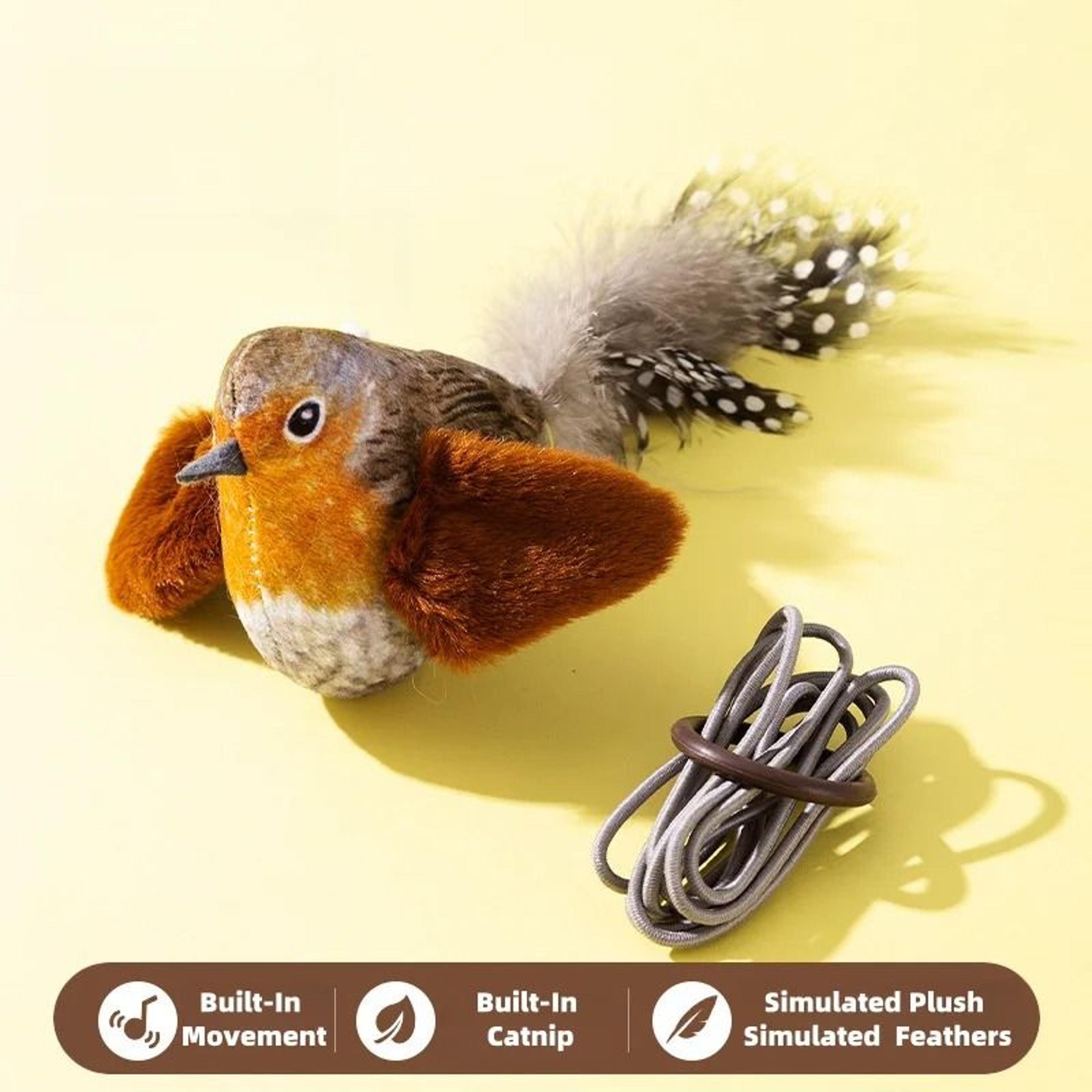 Interactive Catnip Bird Toy Plush Cat Toy With Realistic Bird Sound For Indoor Cats 3