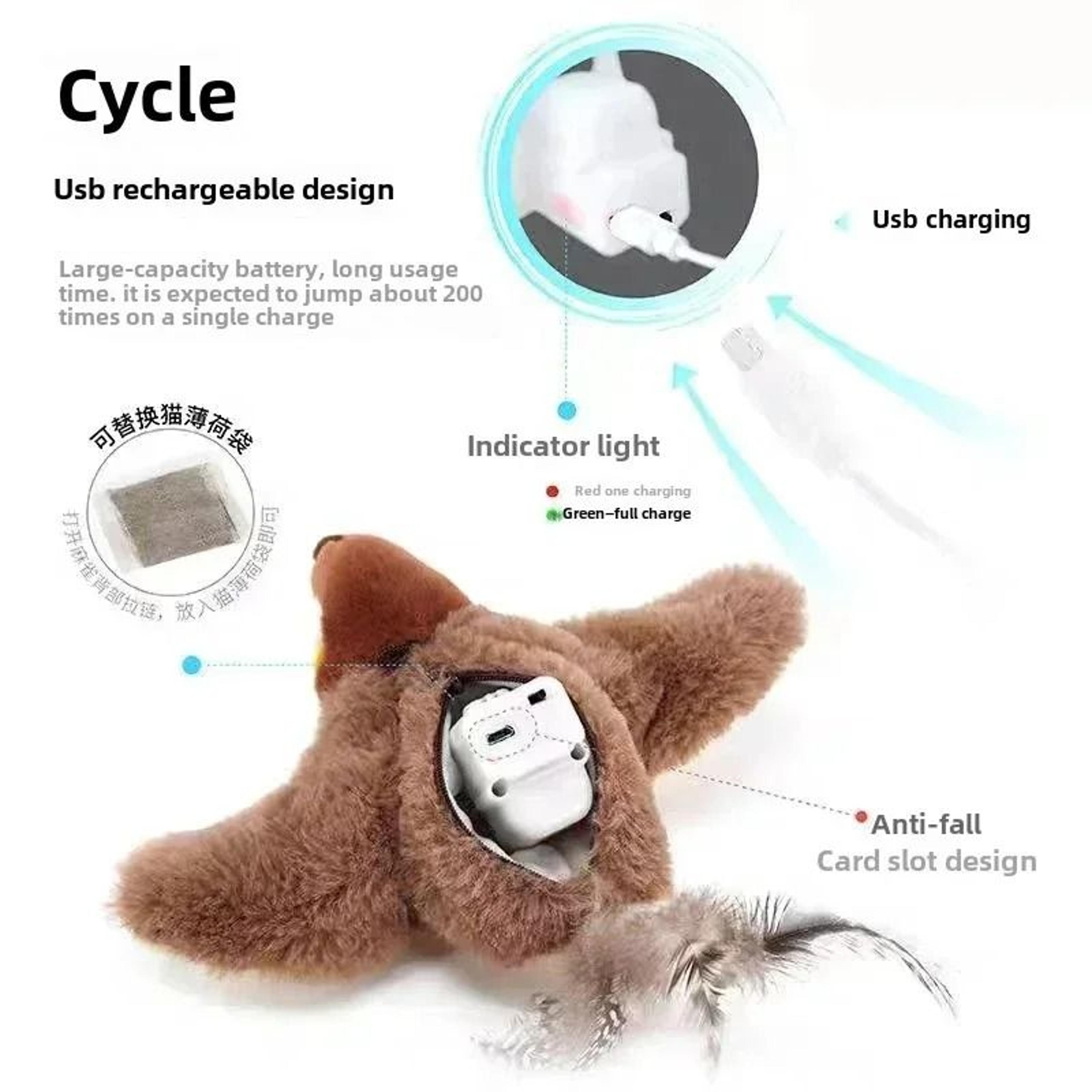 Interactive Catnip Bird Toy USB Rechargeable Touch Activated Plush Cat Toy 6