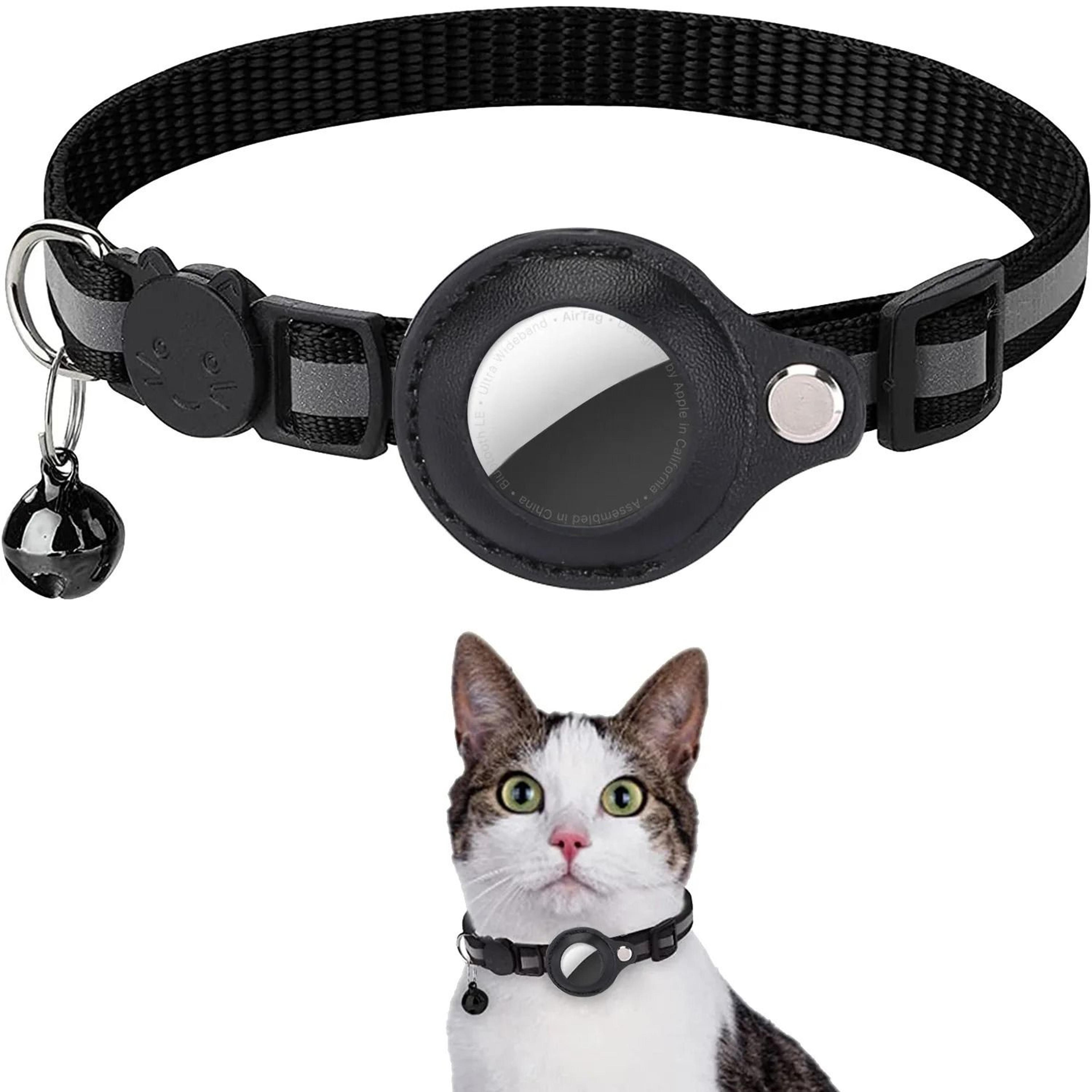 reflective breakaway cat collar with airtag holder waterproof adjustable design