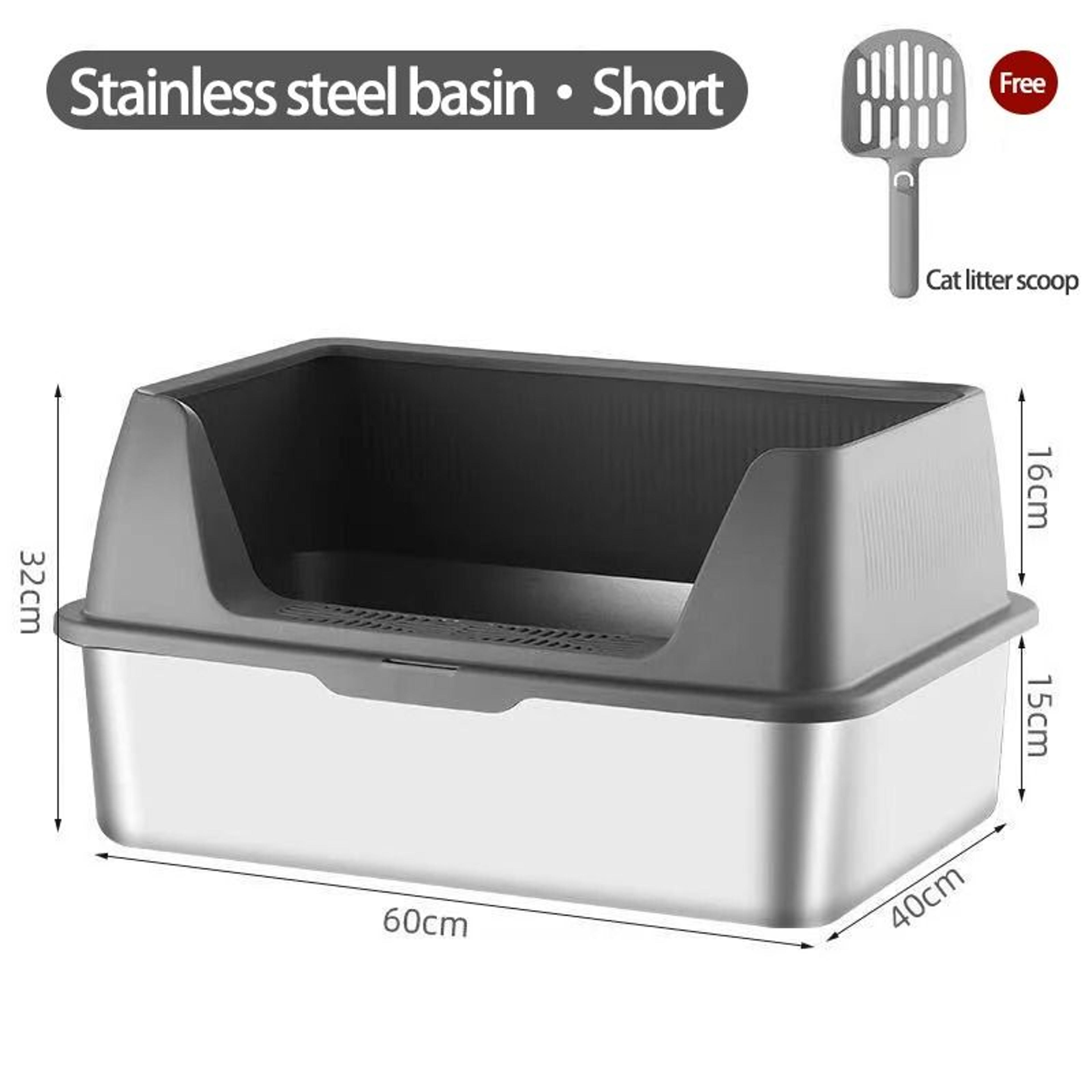 Stainless Steel Litter Box With Lid High Side Leak Proof Cat Litter Tray For Large Cats 1
