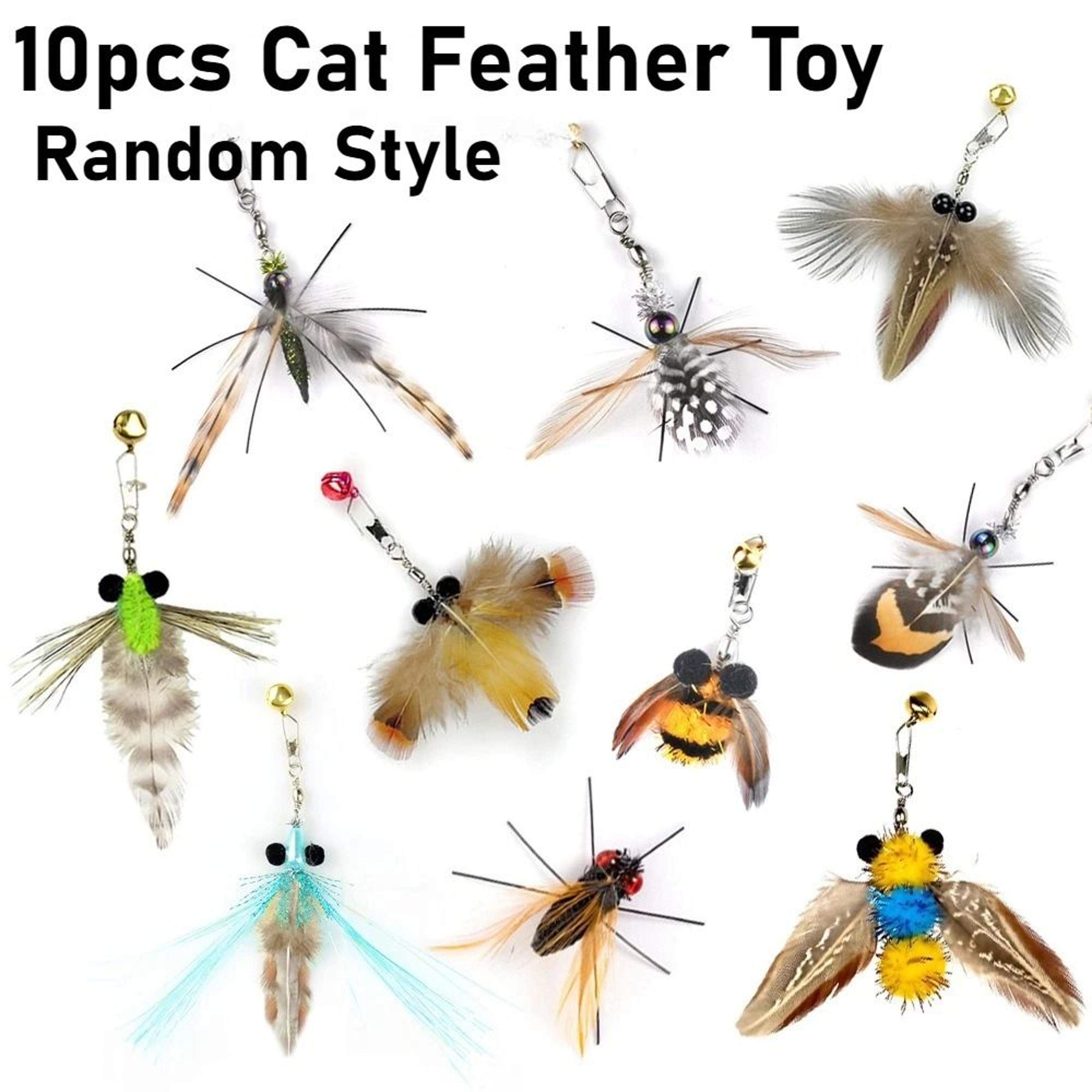 Cat Feather Teaser Replacement Heads Interactive Bell Insect Toy Set For Cats 2