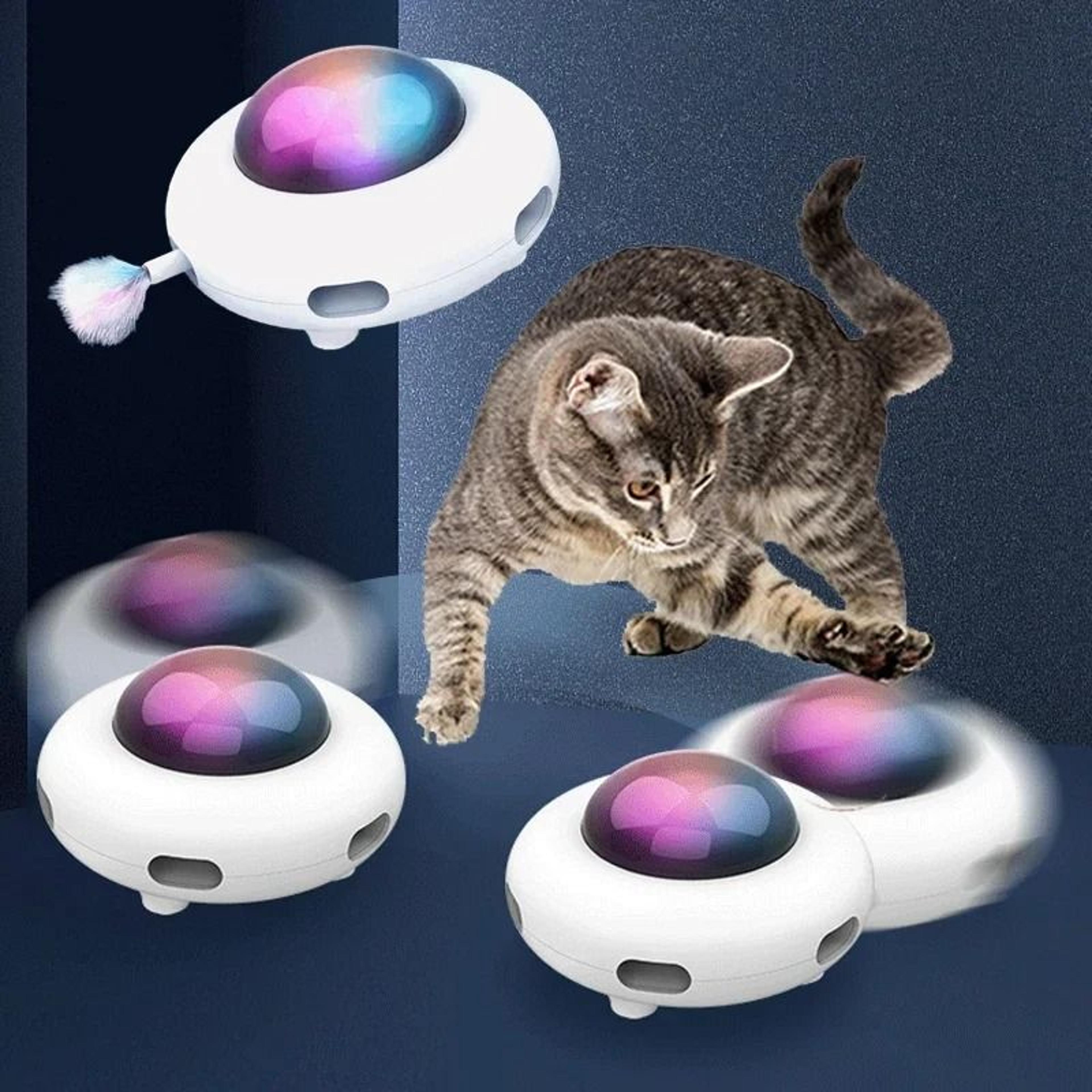Smart Interactive UFO Cat Teaser Toy USB Rechargeable Automatic Feather Turntable 4