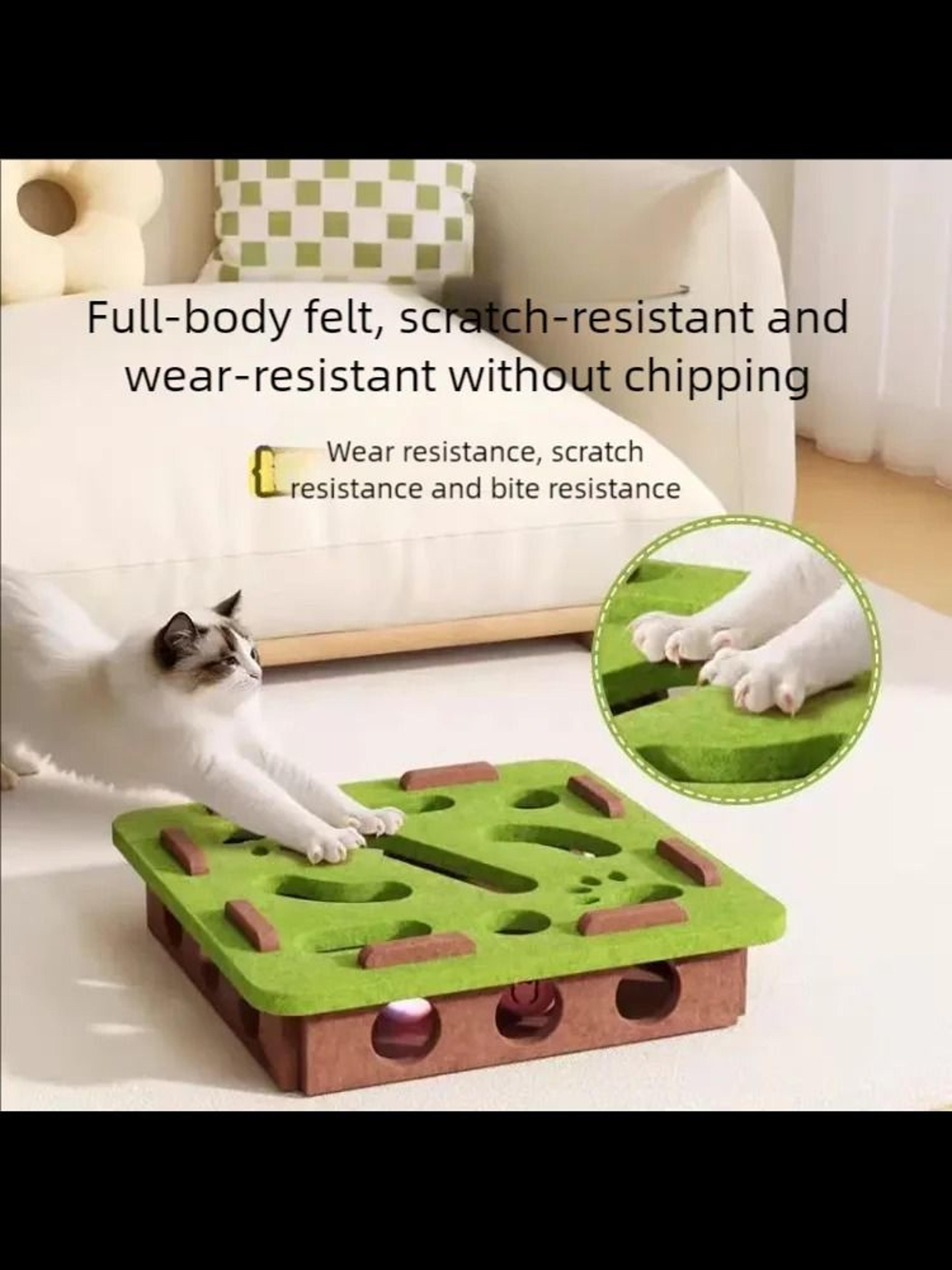 Interactive Felt Cat Puzzle Toy Box With Ball For Indoor Cats Exercise And Hunting Play 5