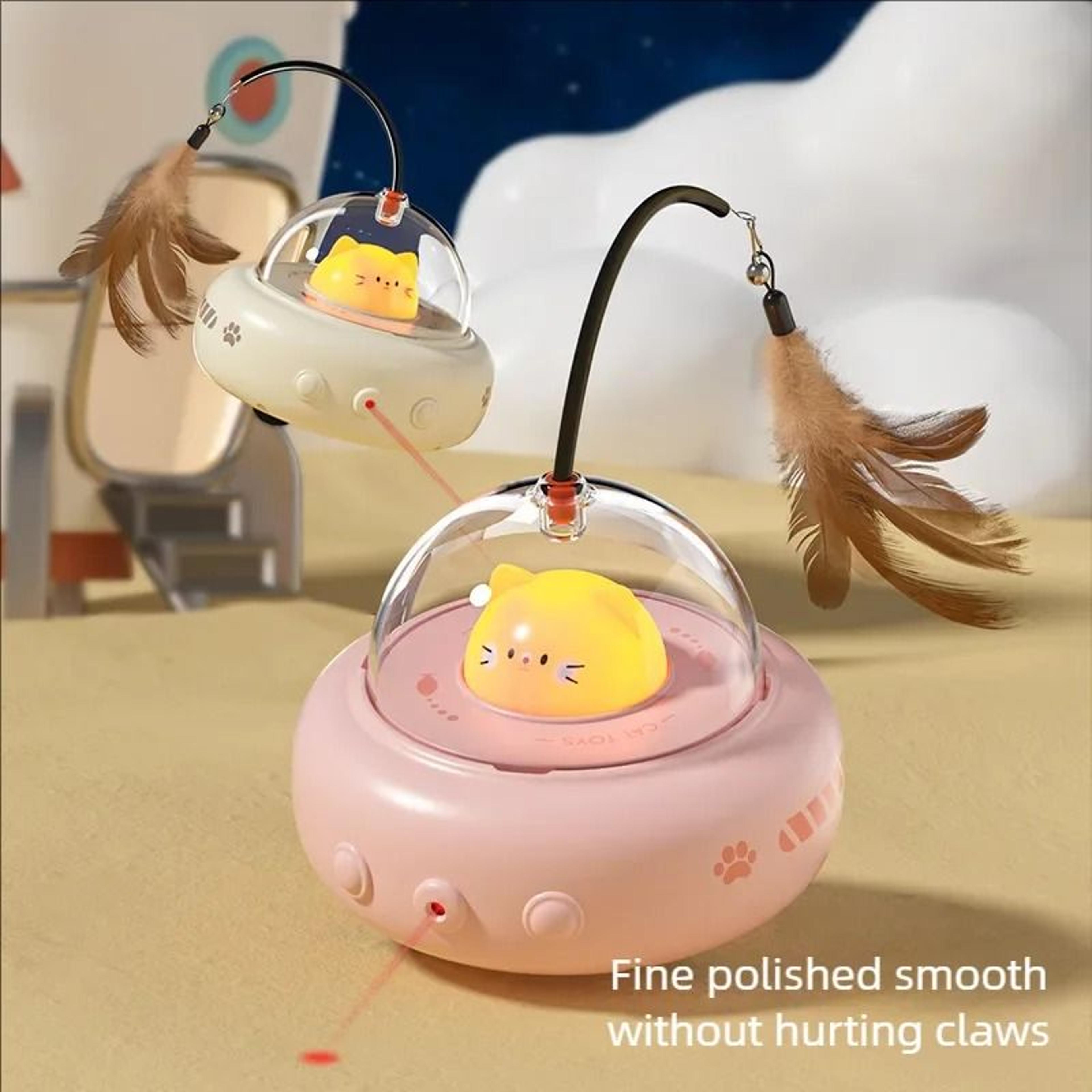 Smart Interactive Cat Teaser Toy With Feather Bell And Automatic UFO Wand For Indoor Cats 9