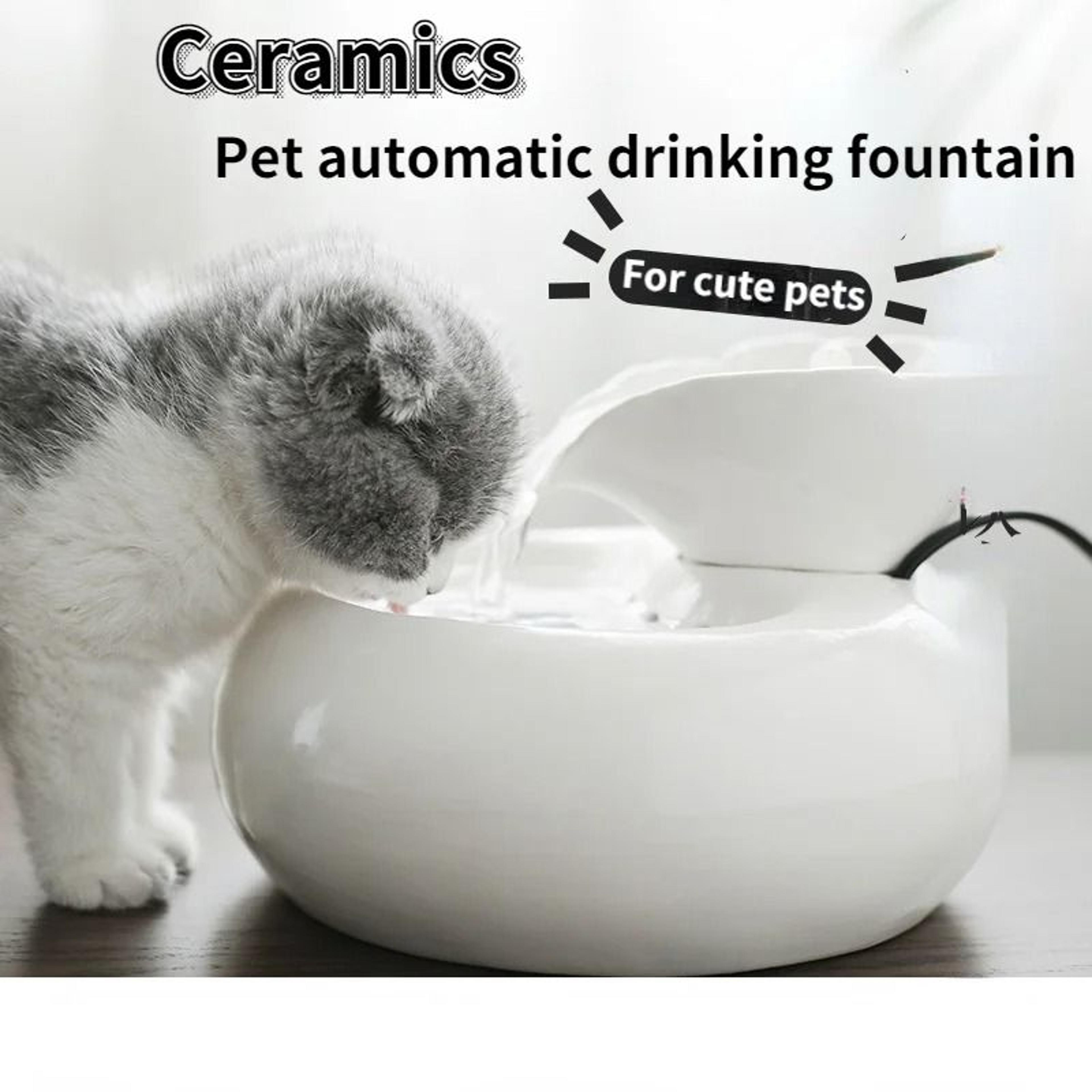 Ceramic Automatic Cat Water Fountain With Circulating Filter And Leaf Dispenser 3