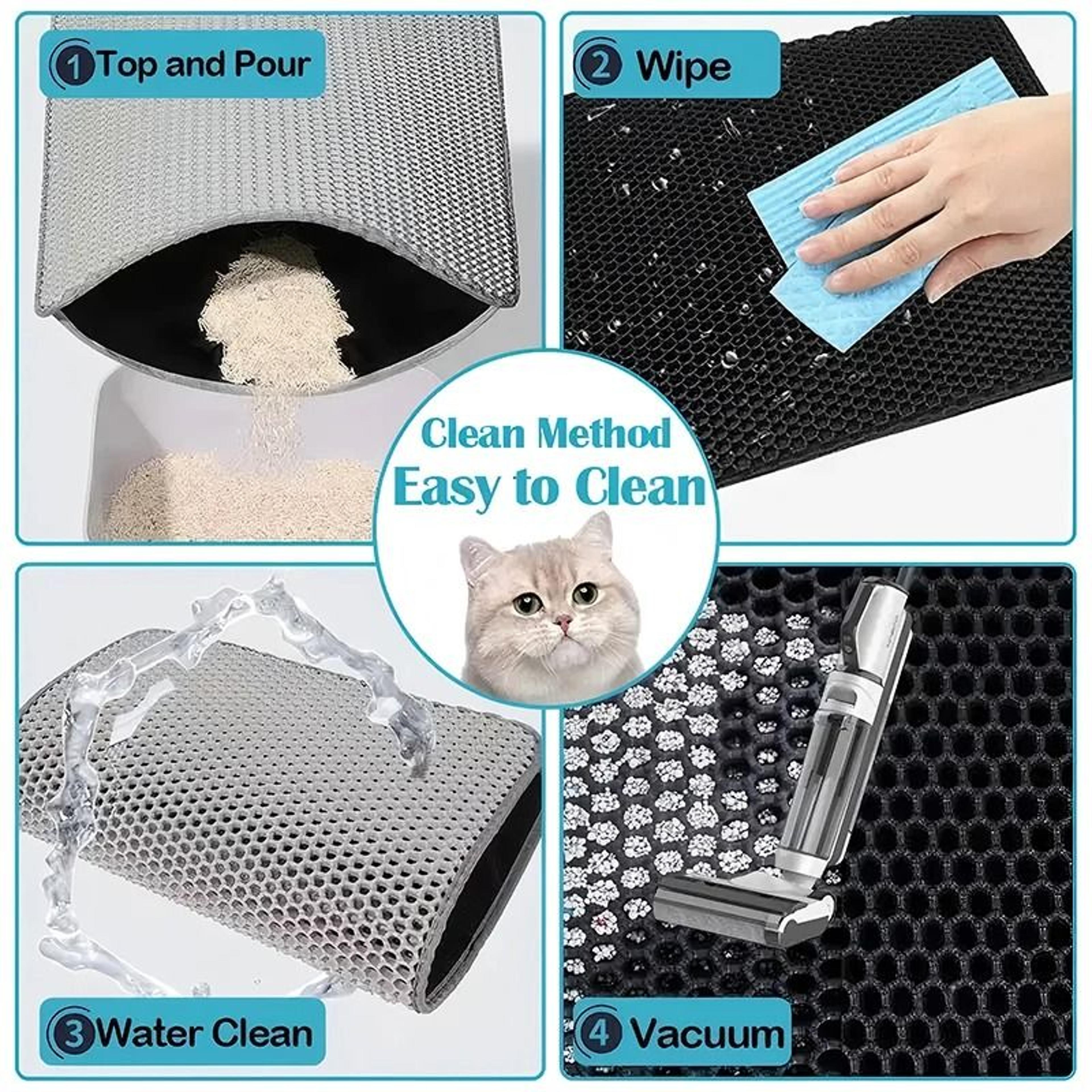 Double Layer Waterproof Cat Litter Mat EVA Trapping Litter Box Mat For Clean Floors 4