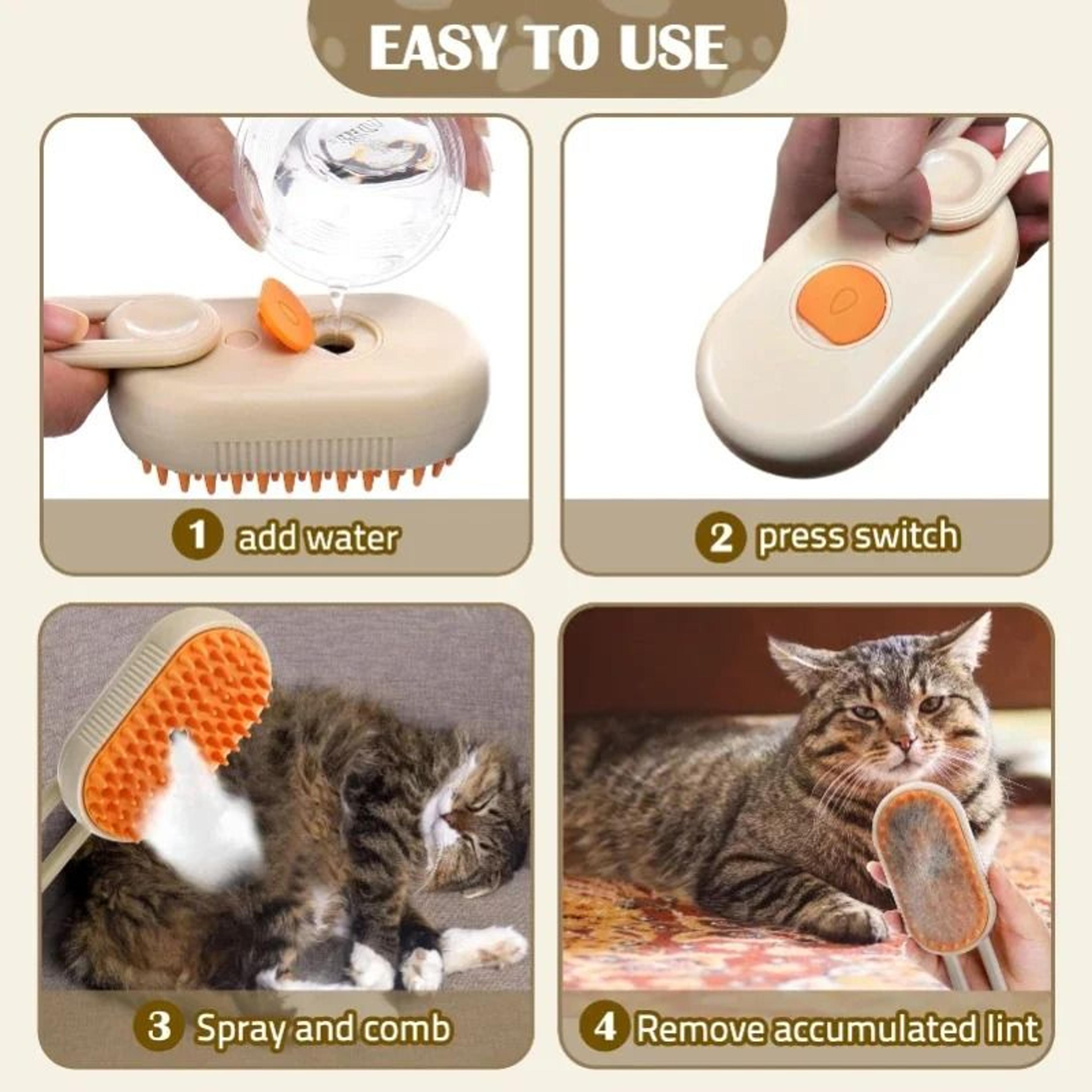 3 In 1 Steam Cat Brush Pet Hair Remover Grooming Comb With Massage Spray 5