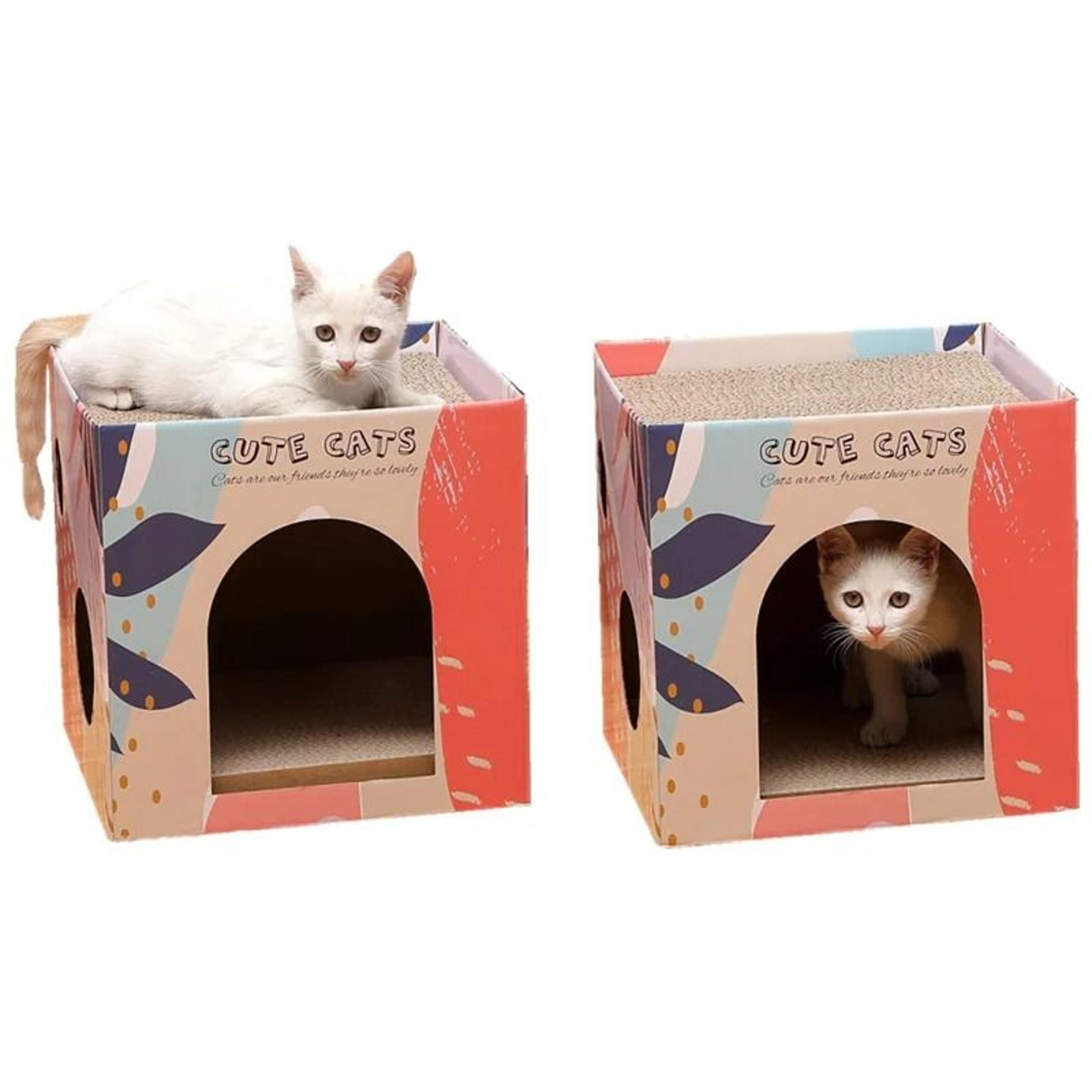 double layer cat scratching pad indoor cat house with corrugated scratch board and cozy cat condo