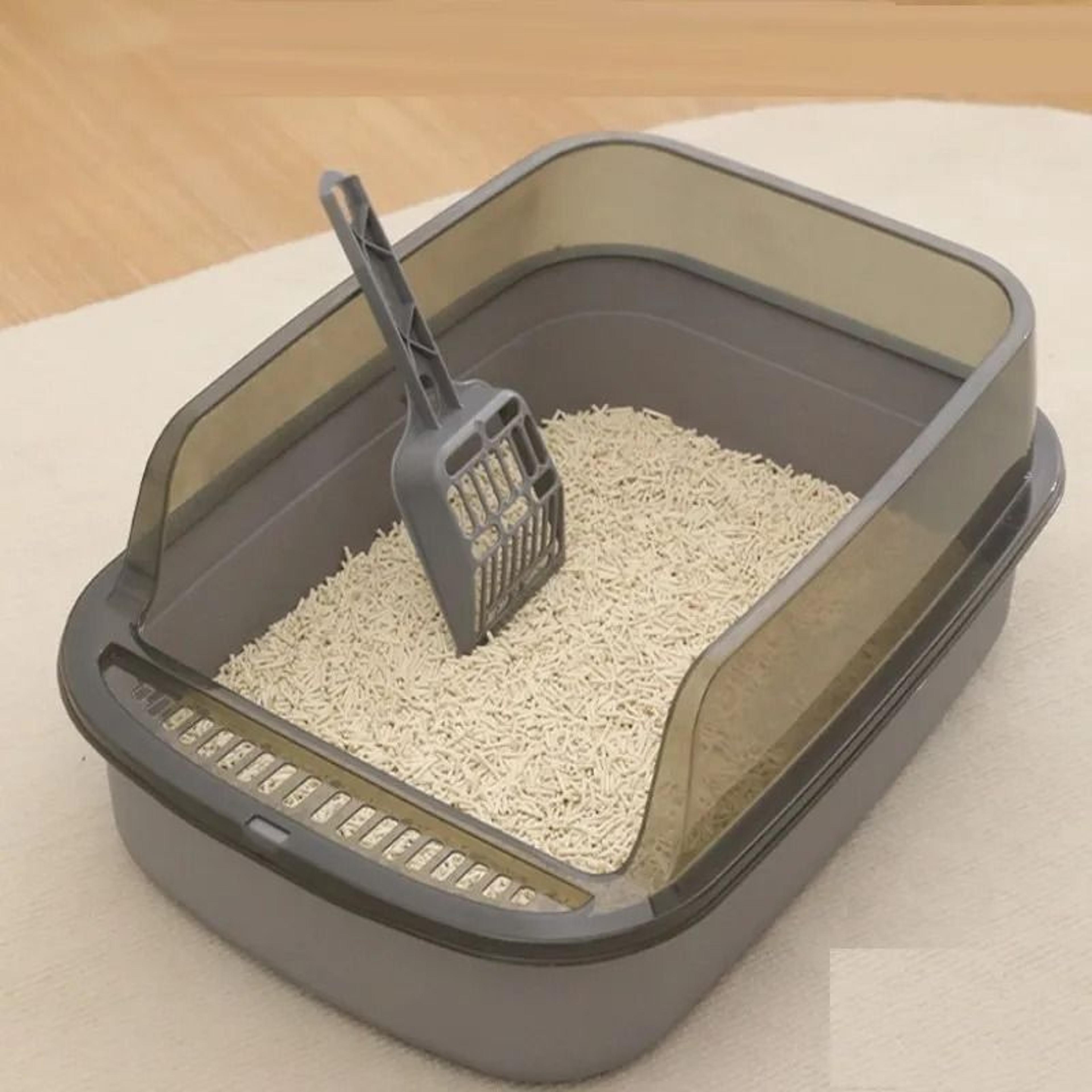 Semi Enclosed Cat Litter Box Splashproof High Sided Indoor Kitty Toilet Tray 4