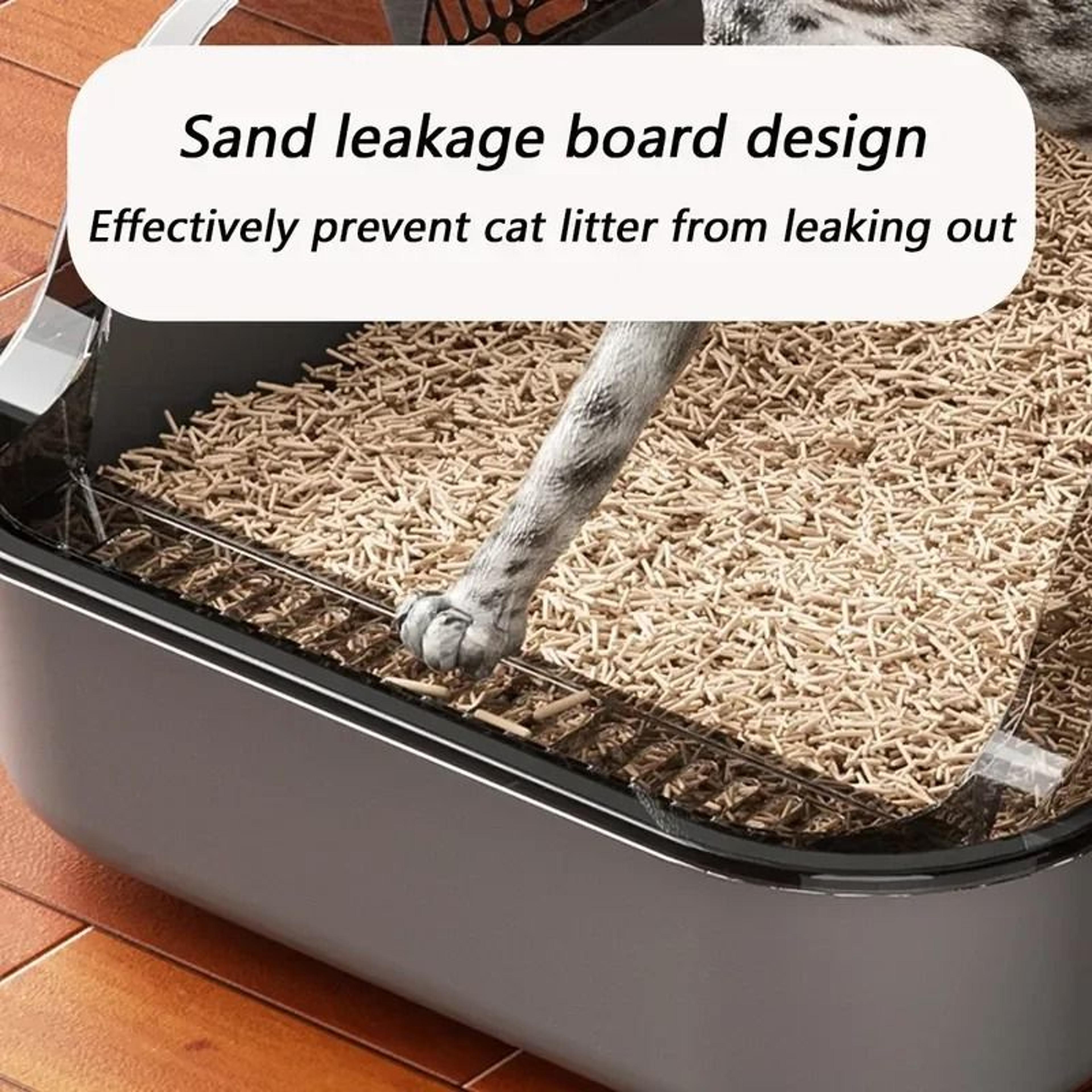Semi Enclosed Cat Litter Box Splashproof High Sided Indoor Kitty Toilet Tray 12