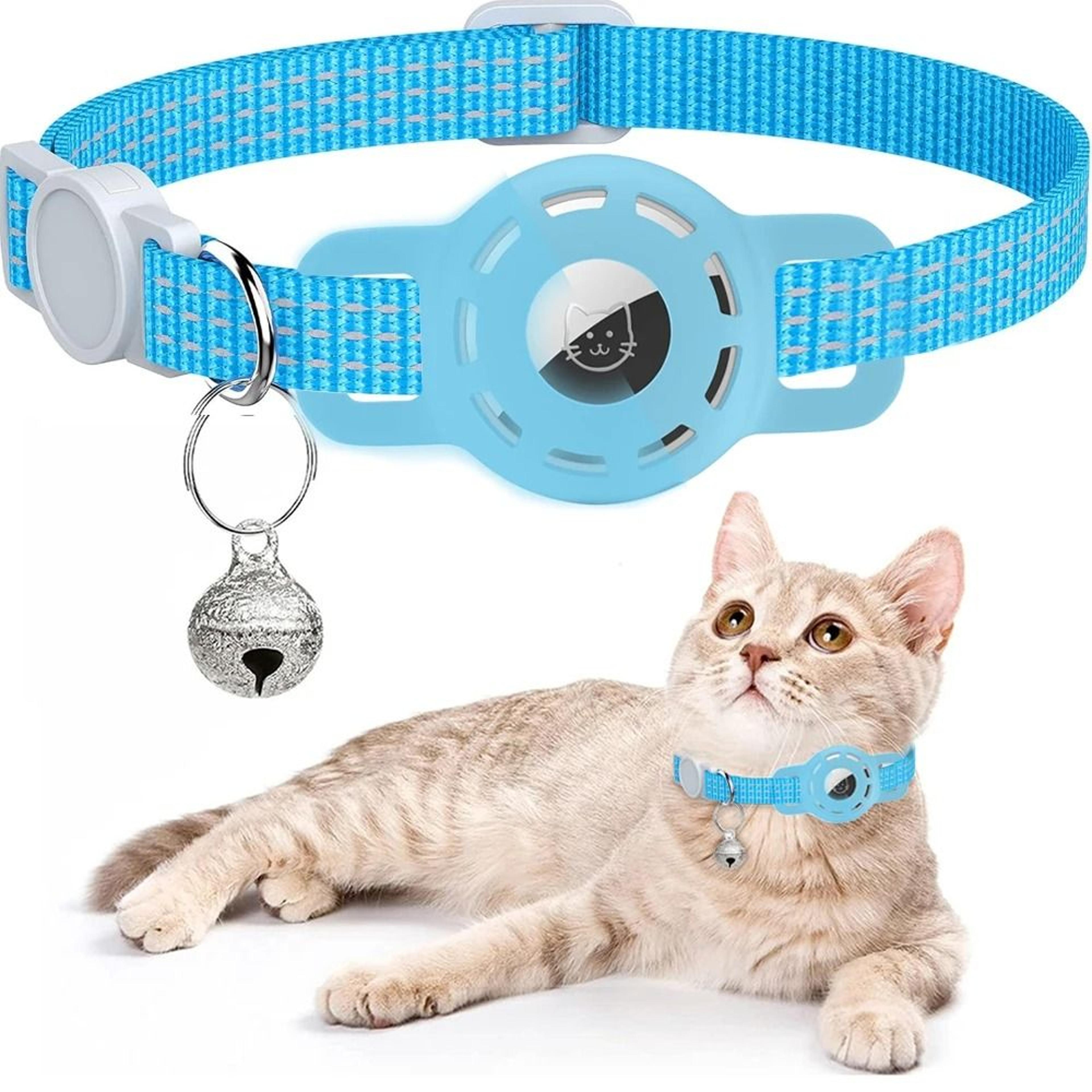 Air Tag Pet Collar With Reflective Breakaway Strap And Bell 1