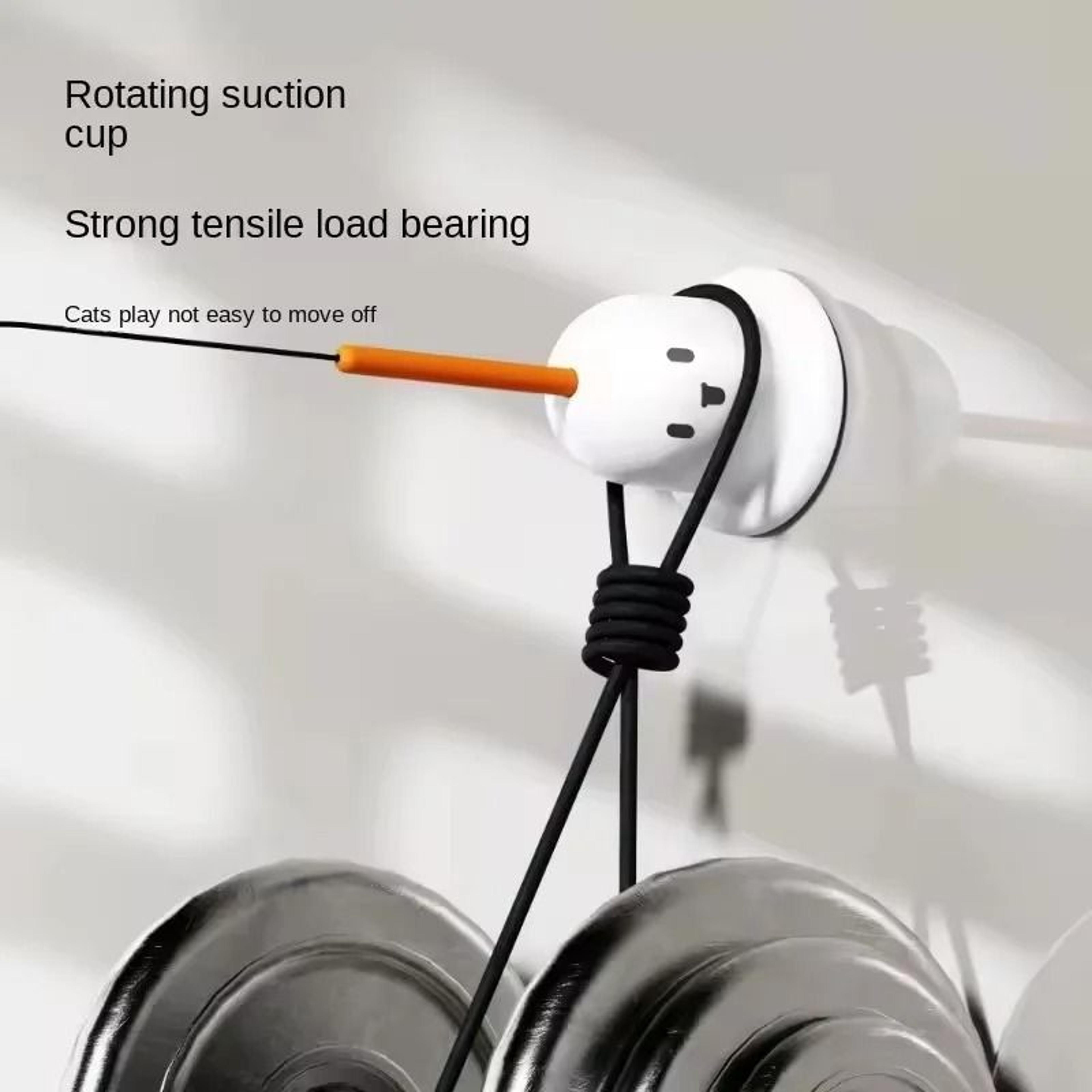 Suction Cup Cat Teaser Rod With Feather Bell For Indoor Play 8