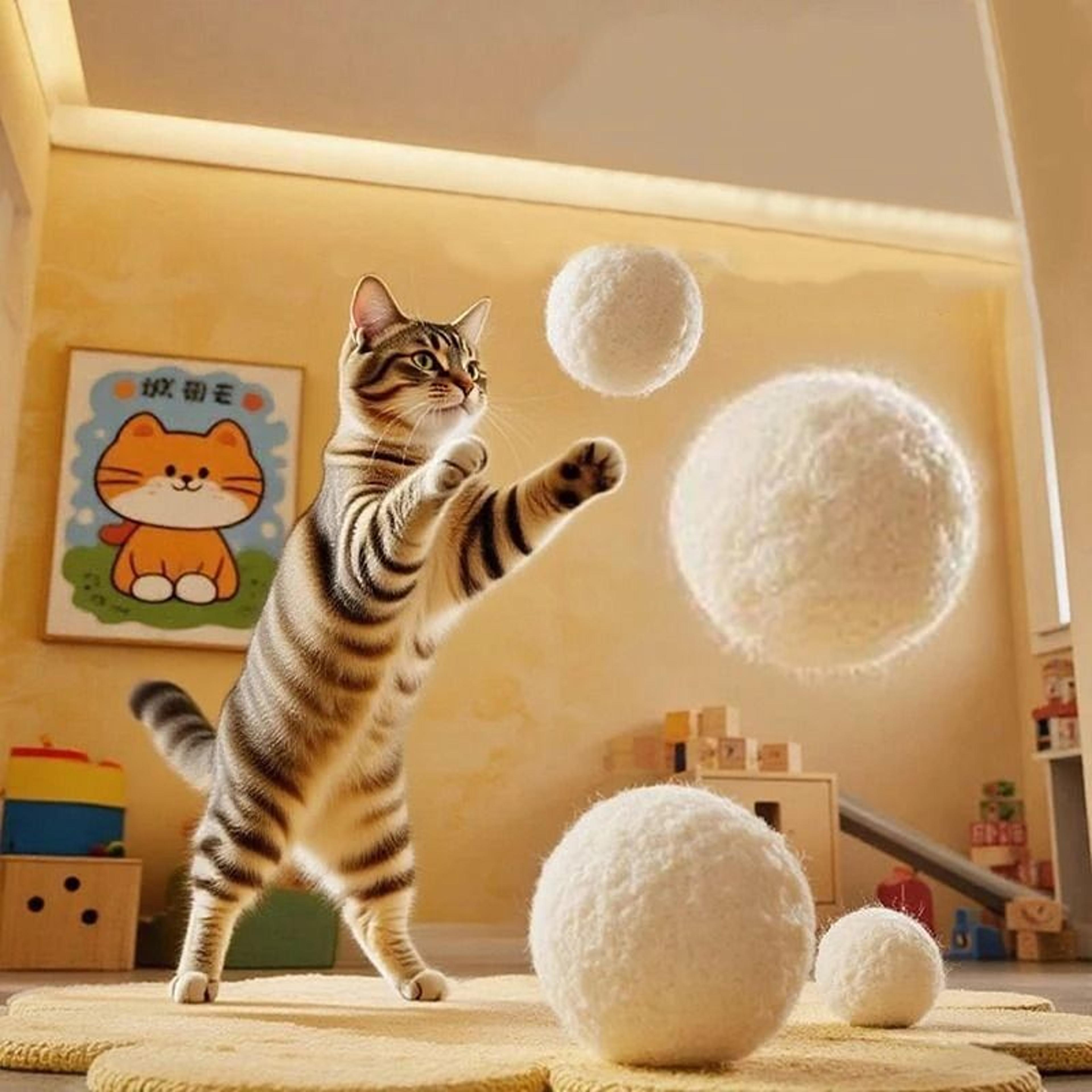 Silent Wool Ball Cat Toy For Chase And Bite Play 7