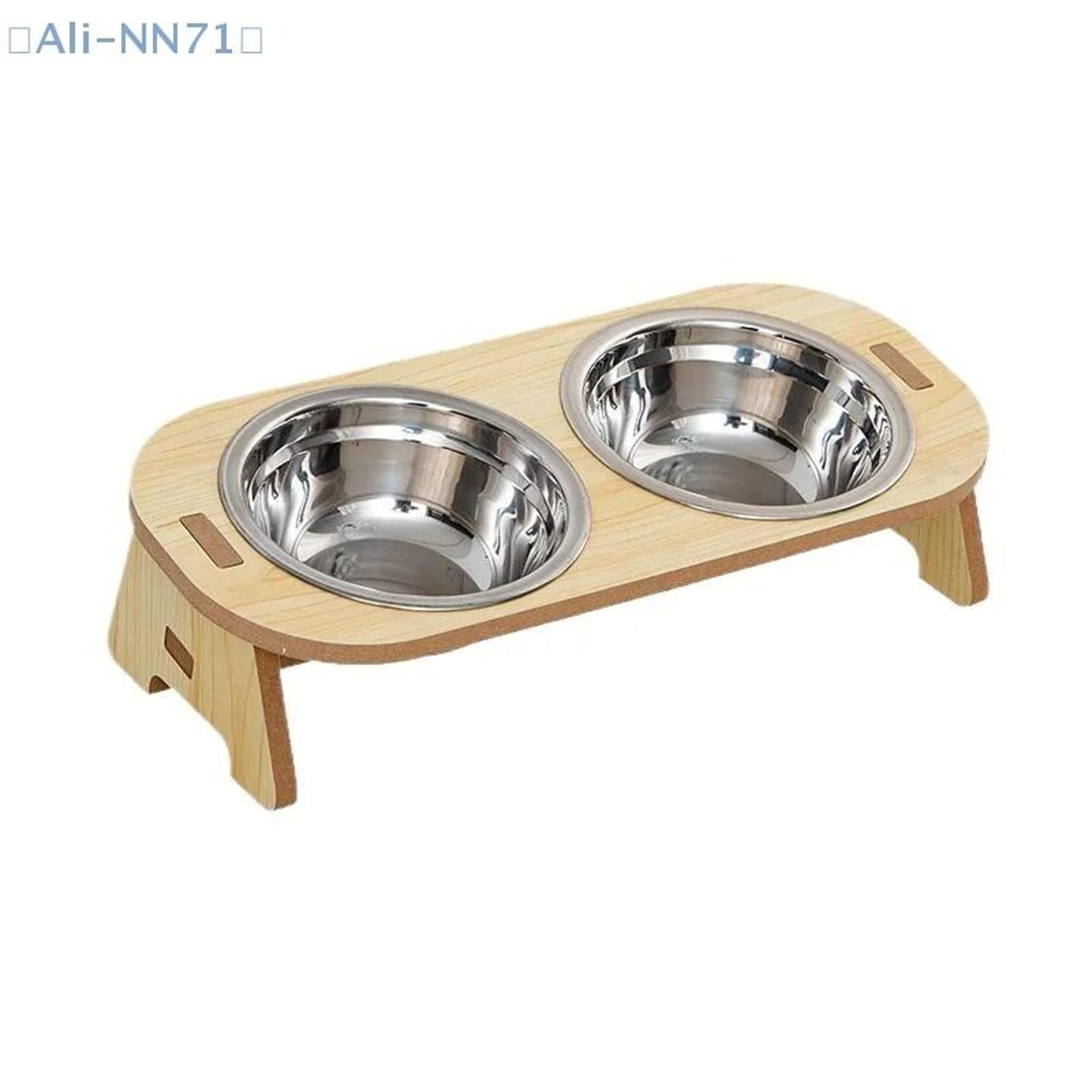stainless steel pet feeding bowls with wooden stand