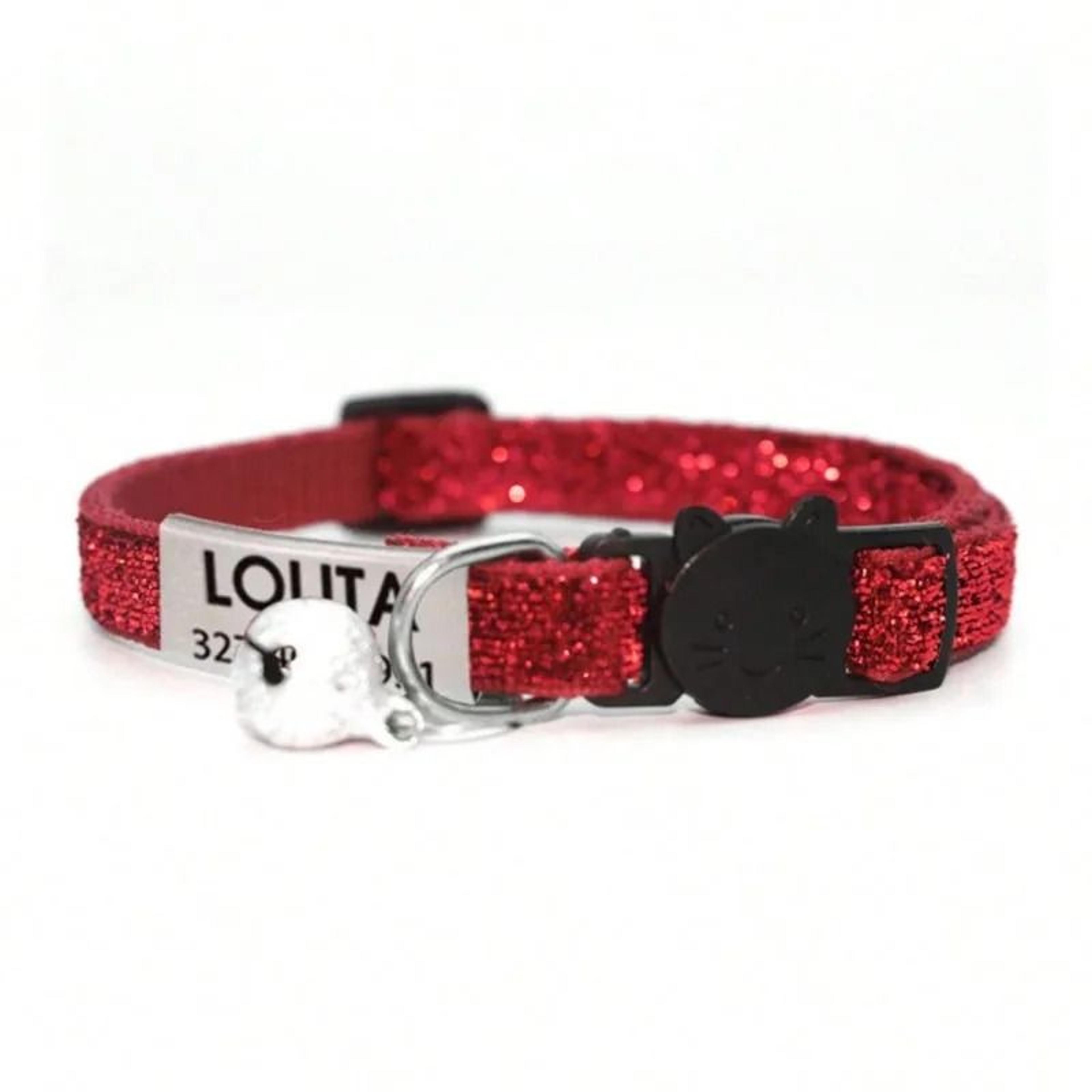 Customized Glitter Cat Collar With Engraved ID Tag 16