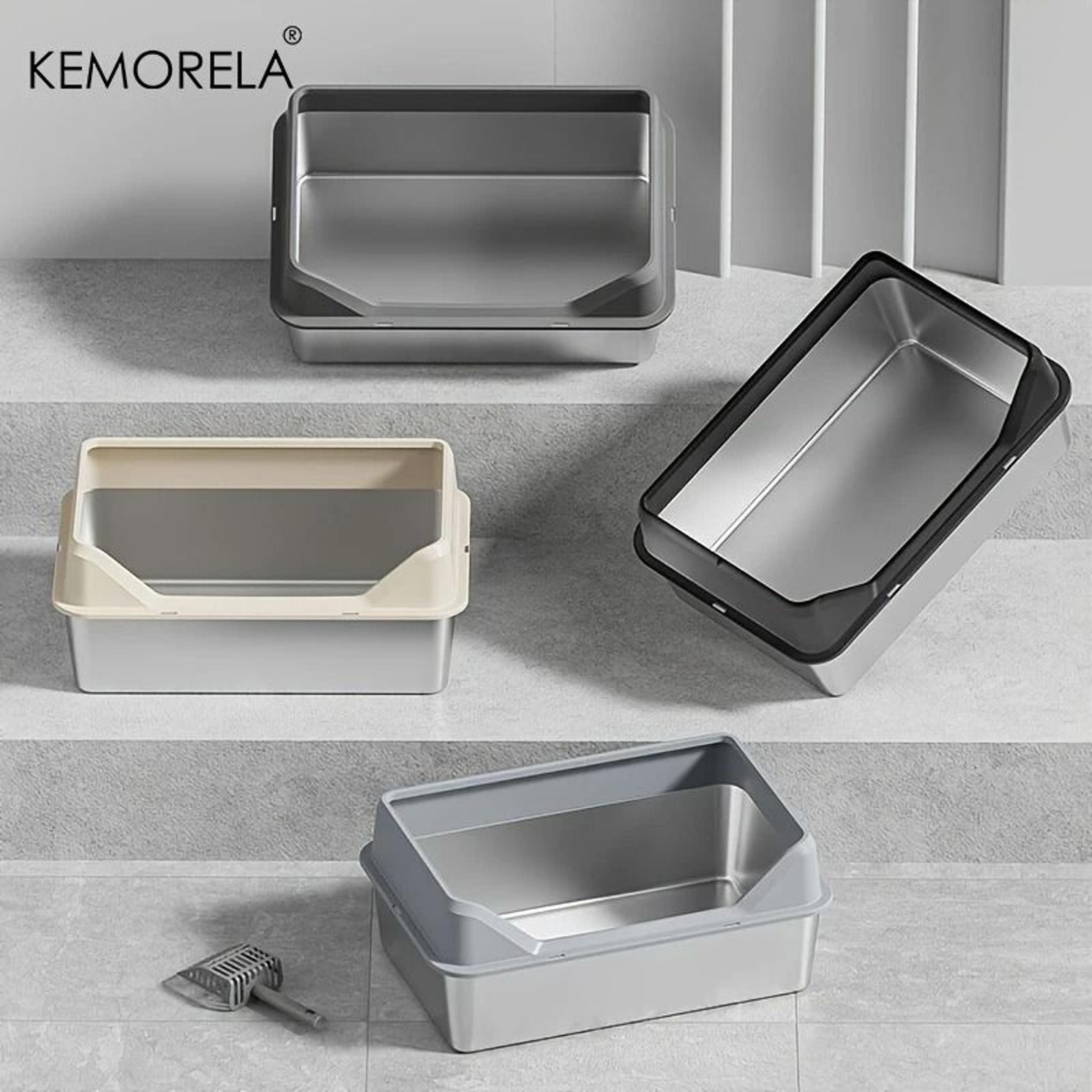 KEMORELA XL Stainless Steel Cat Litter Box With Lid 10